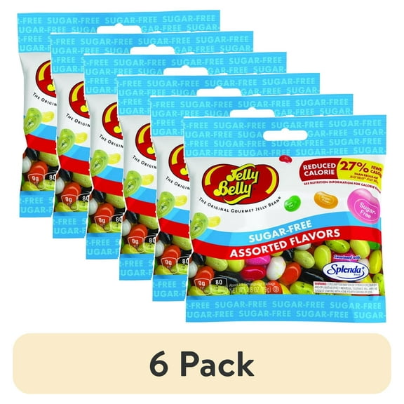 (6 pack) Jelly Belly Sugar-free Assorted Jelly Beans - 2.8 oz Grab & Go Bag