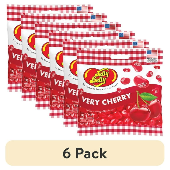 (6 pack) Jelly Belly Very Cherry Jelly Beans - 3.5 oz Grab & Go Bags - True-to-life Cherry-flavored Candy