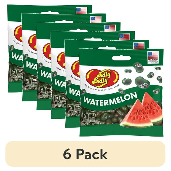 (6 pack) Jelly Belly Watermelon Jelly Beans - 3.5 oz Grab & Go Bags - True-to-life Watermelon-flavored Candy