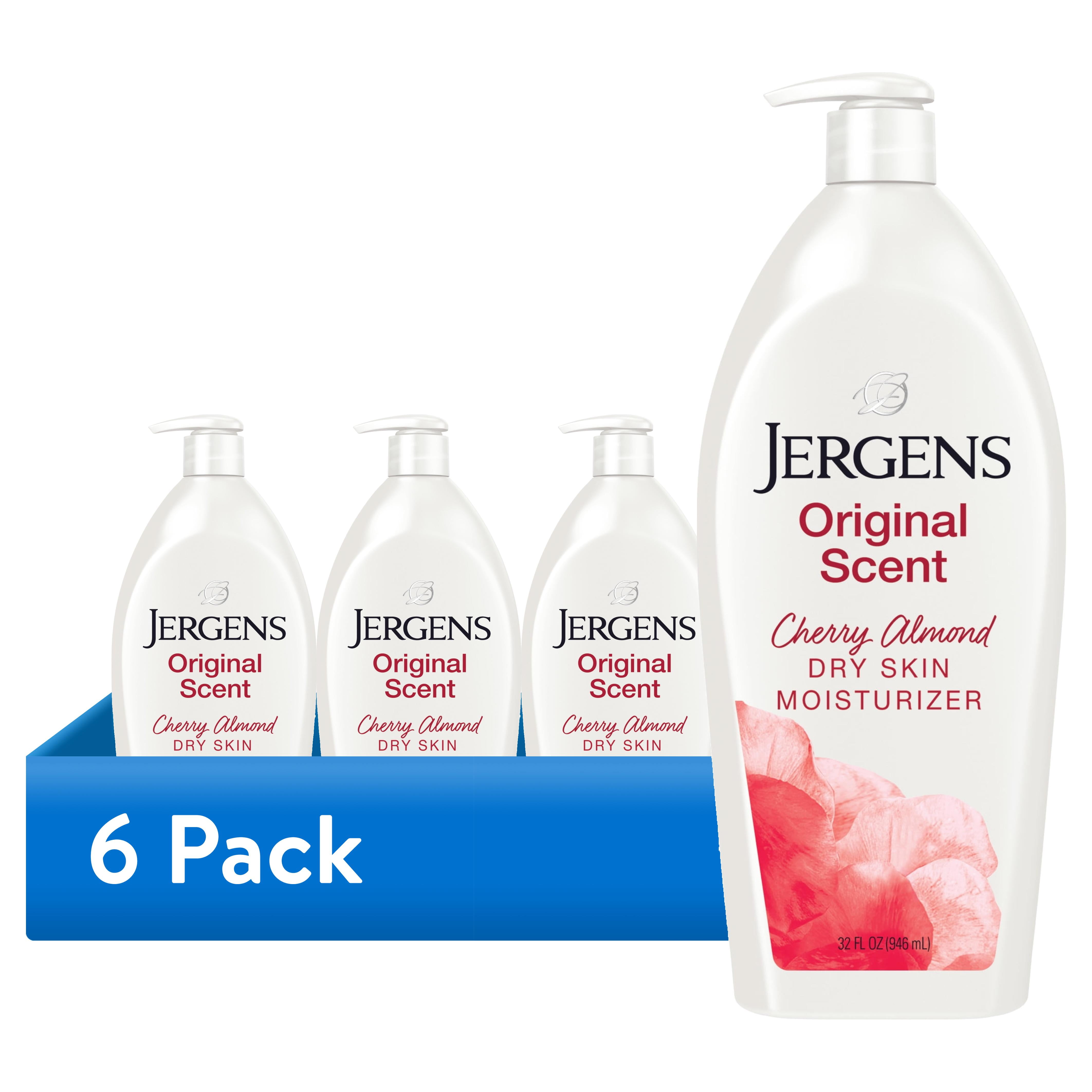 (6 pack) Jergens Original Scent with Cherry Almond Body Lotion Moisturizer for Dry Skin, 32 oz