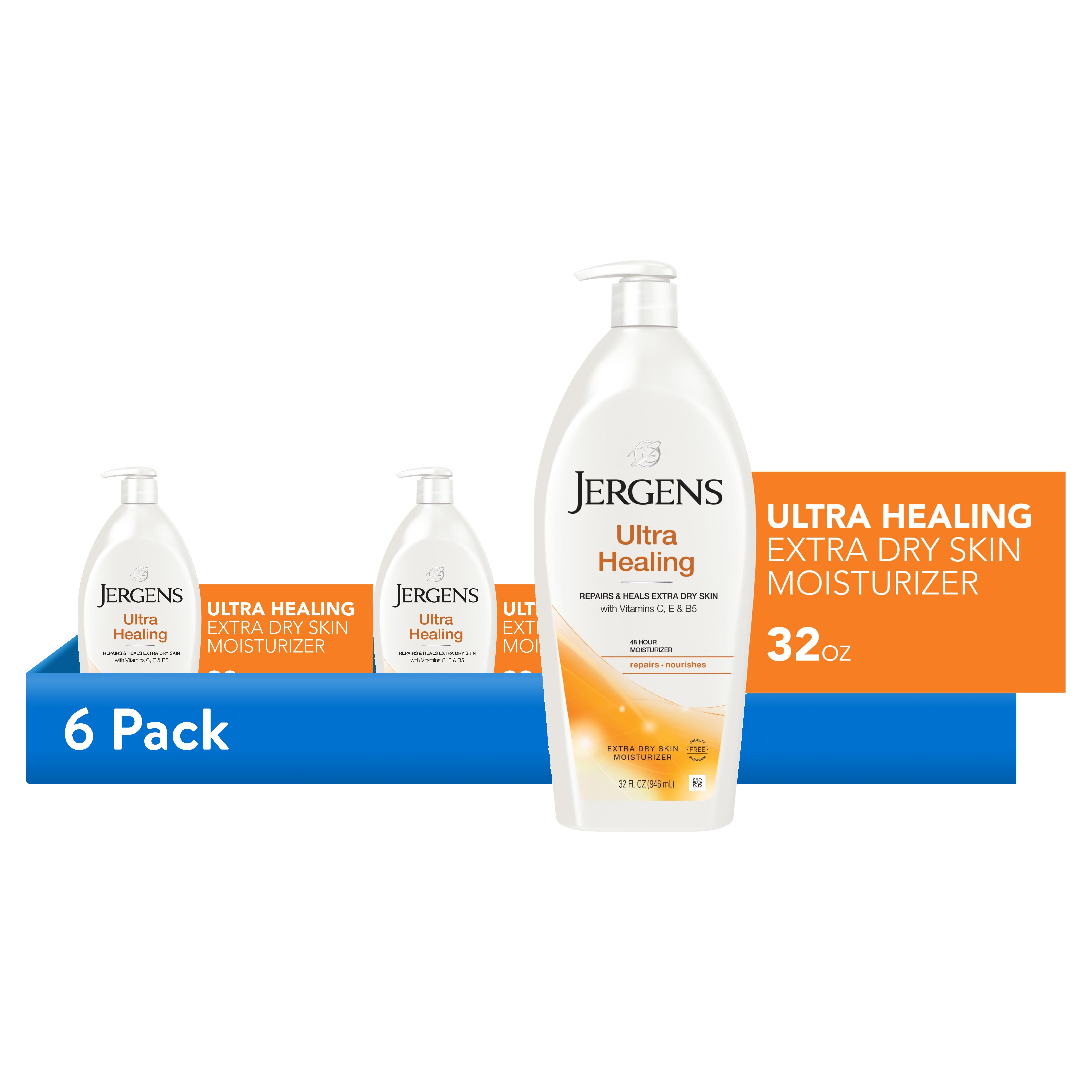 (6 pack) Jergens Ultra Healing Hand and Body Lotion Dry Skin Moisturizer, Vitamins C, E, B5, 32 oz