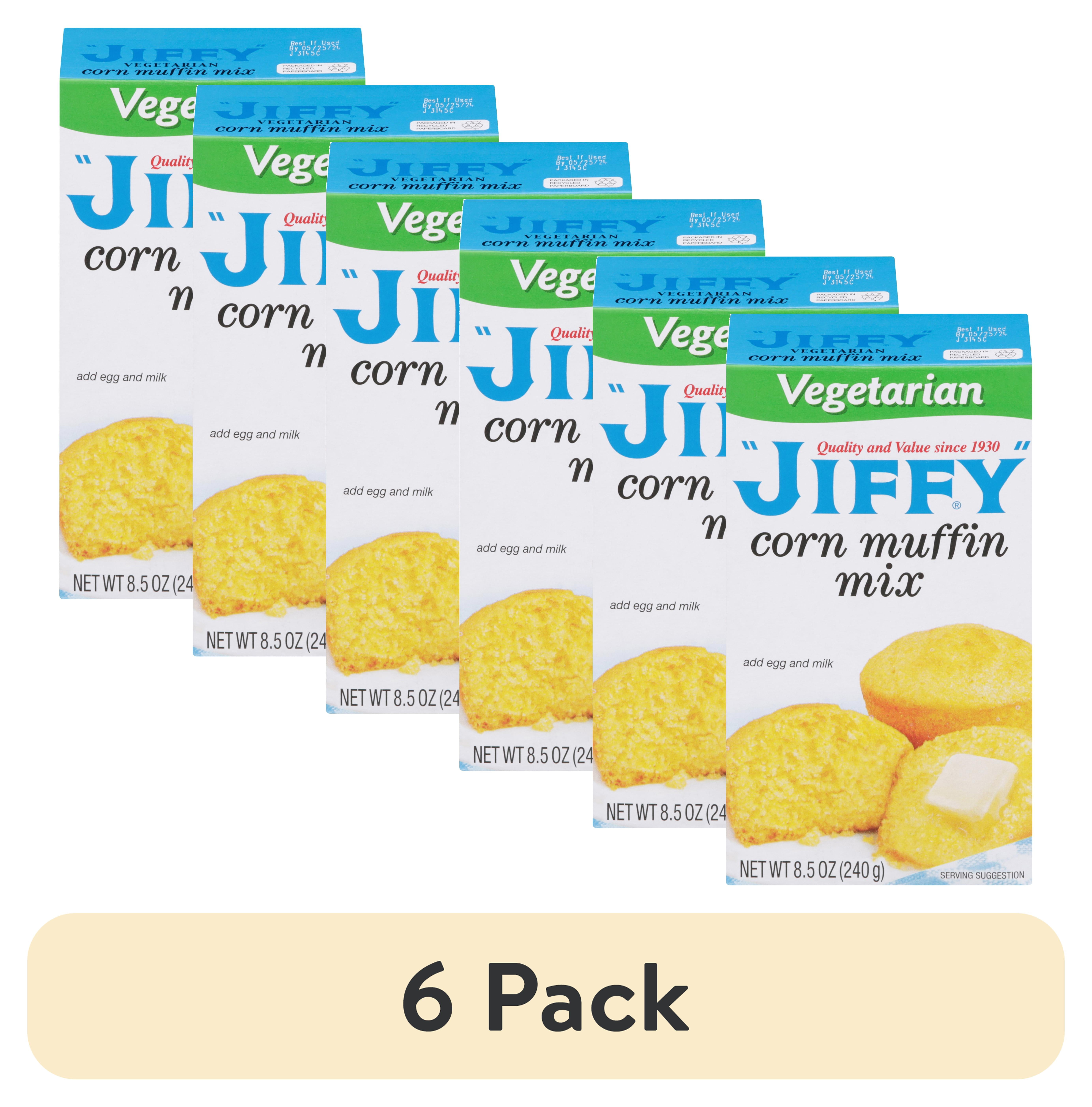 (6 pack) "JIFFY" Vegetarian Corn Muffin Mix, 8.5 oz Box