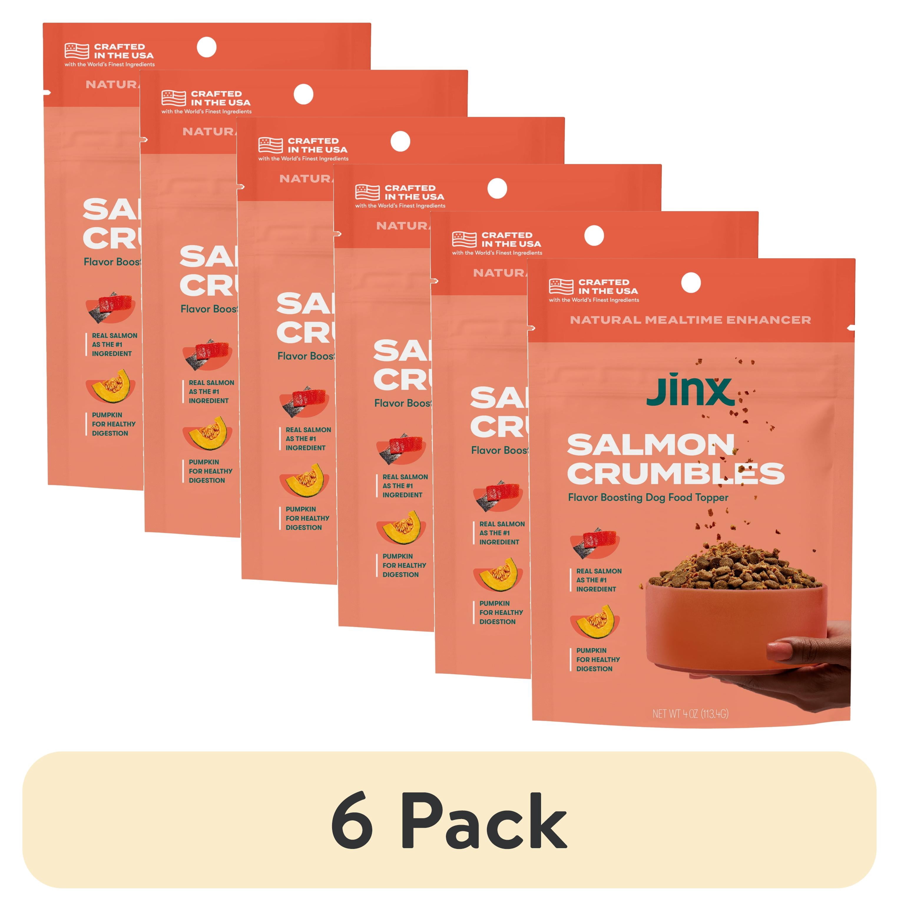 (6 pack) Jinx Crumbles Salmon Recipe Flavor-Boosting Natural Dog Food Topper, 4 oz Bag