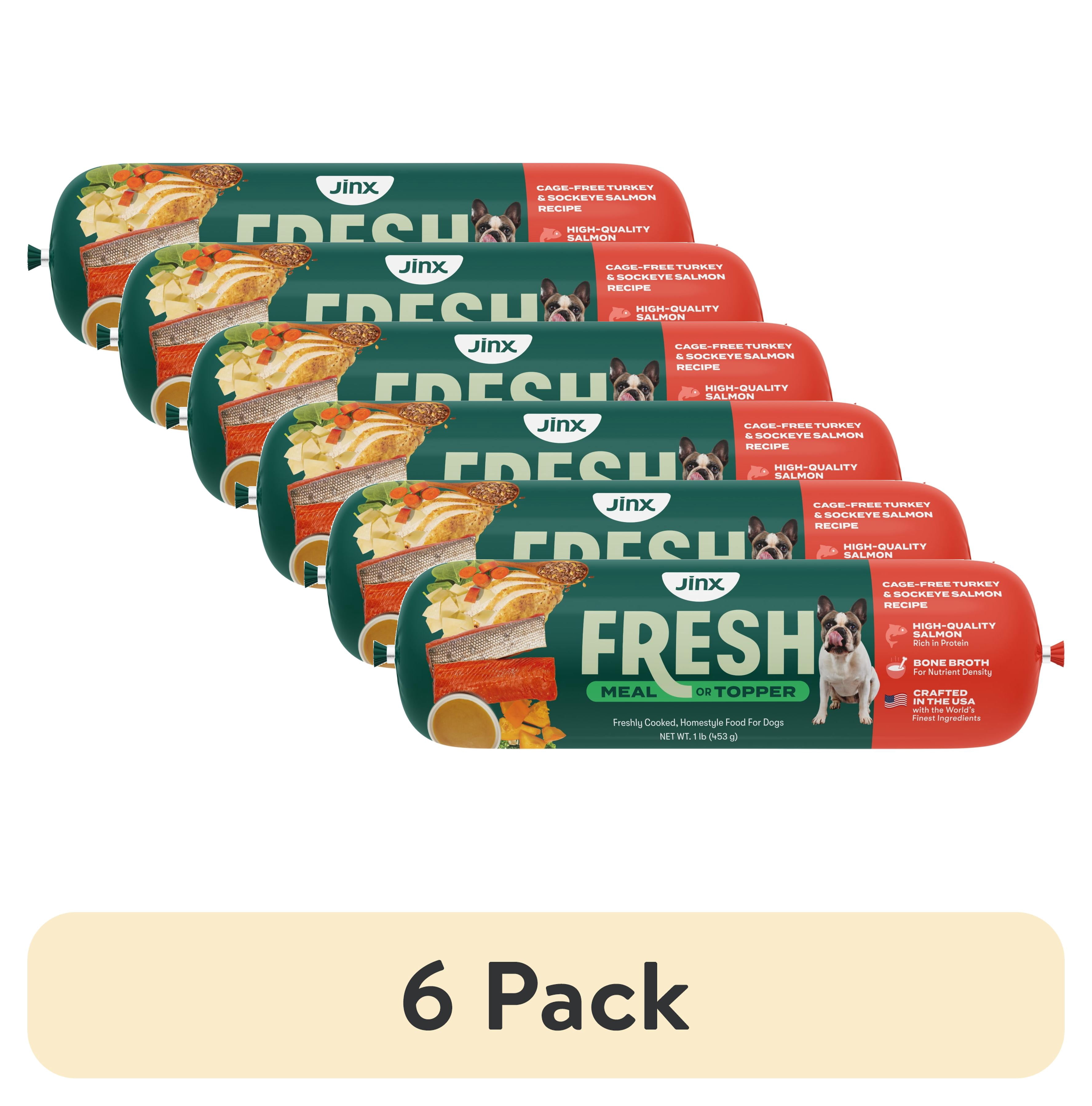 (6 pack) Jinx Fresh Cage-Free Turkey & Sockeye Salmon Dog Food Meal or Topper, 1 lb Roll