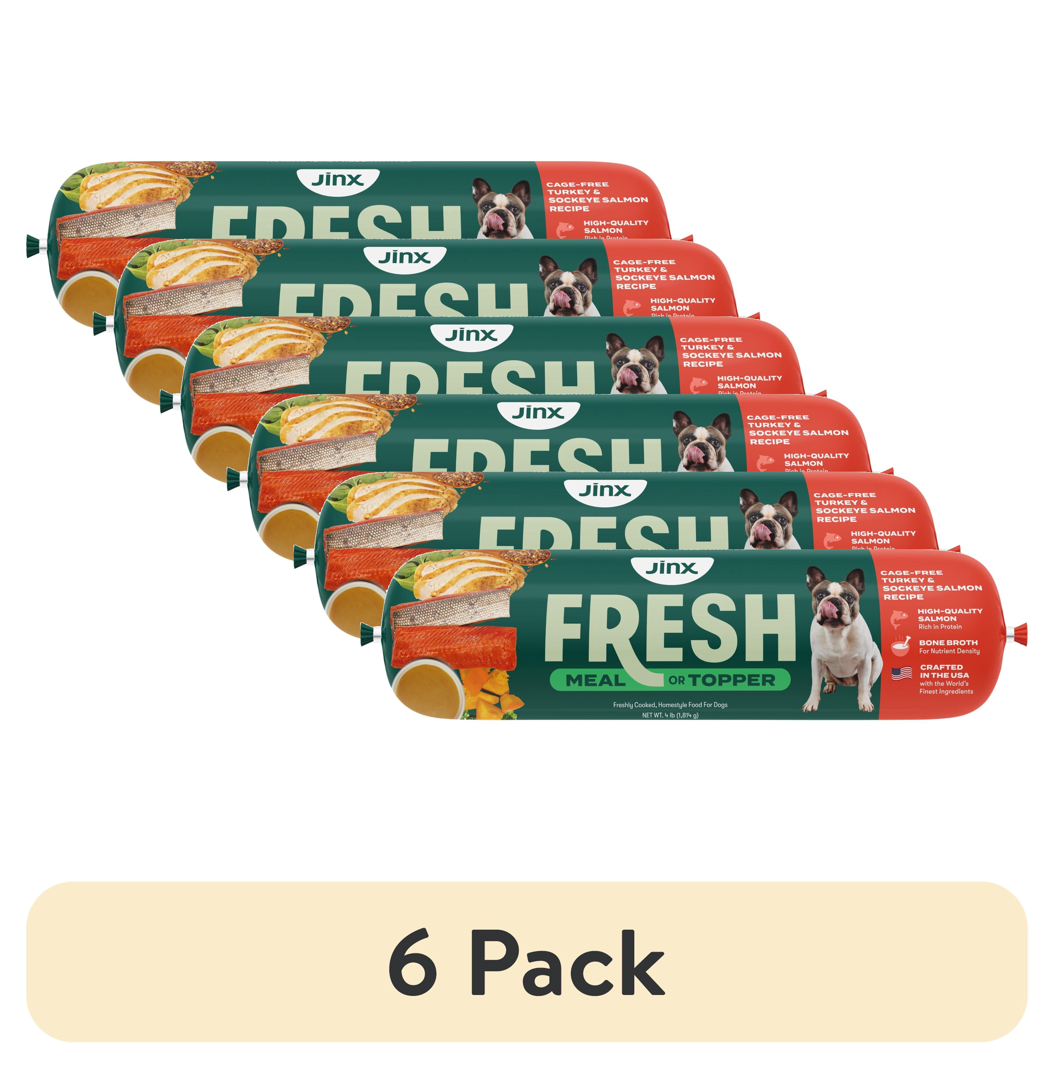 6 pack) Jinx Fresh Cage-Free Turkey & Sockeye Salmon Dog Food Meal