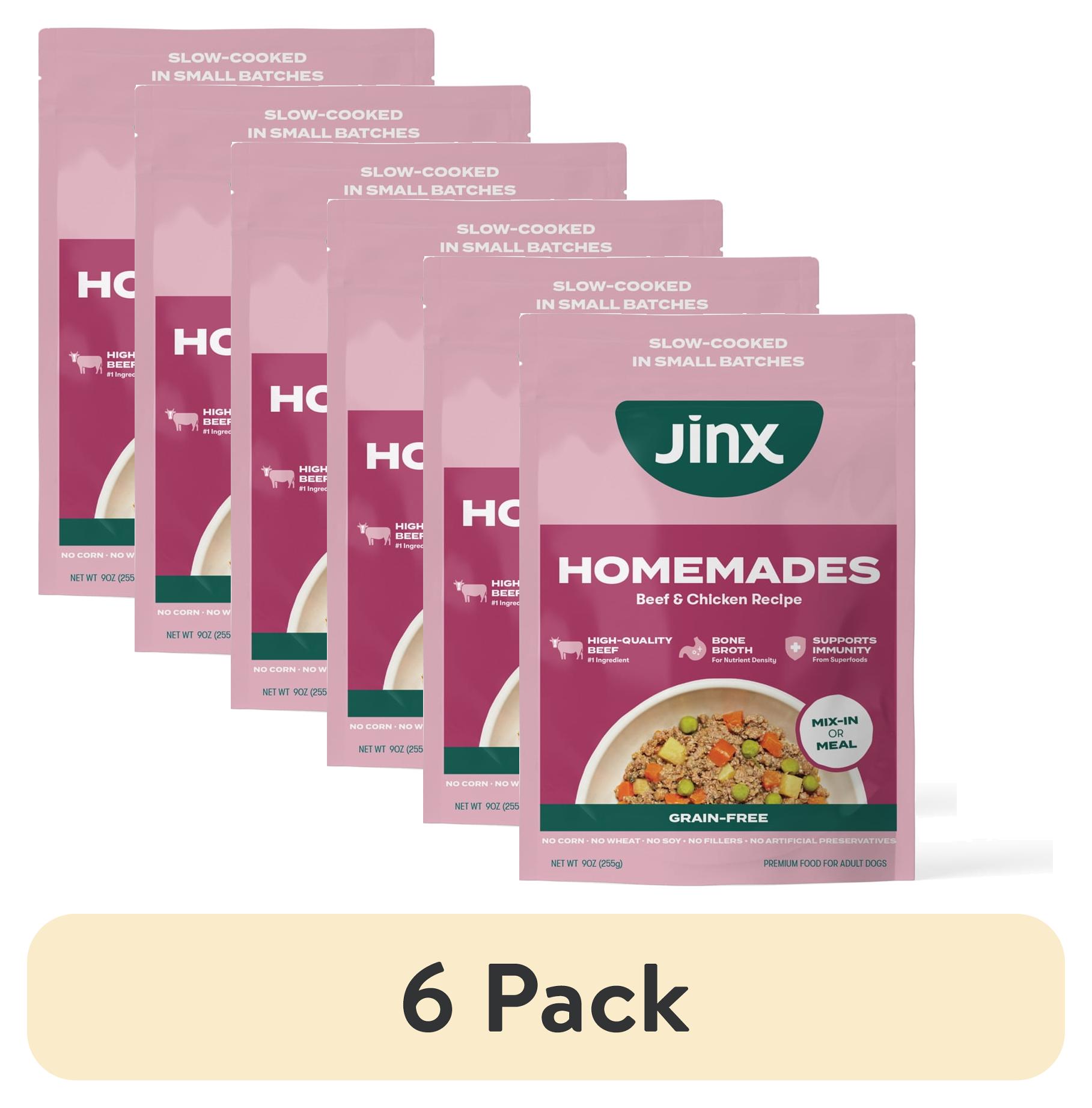 (6 pack) Jinx Homemades Beef & Chicken Recipe Wet Natural Dog Food, 9 oz. Pouch