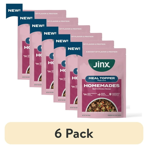 (6 pack) Jinx Homemades Chicken & Beef Topper,3oz.Pouch
