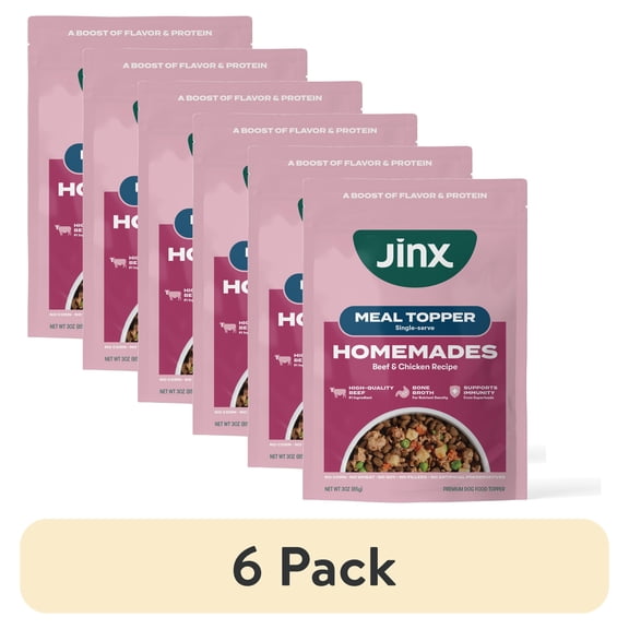 (6 pack) Jinx Homemades Chicken & Beef Topper, 3 oz Pouch