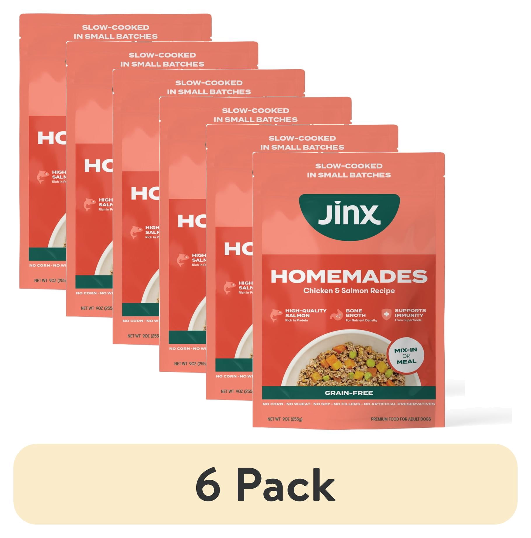 (6 pack) Jinx Homemades Chicken & Salmon Recipe Wet Natural Dog Food, Grain-Free, 9 oz. Pouch