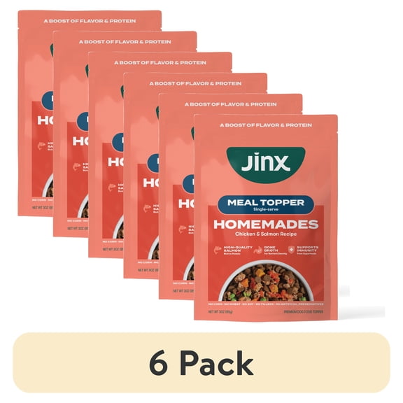 (6 pack) Jinx Homemades Chicken & Salmon Topper, 3 oz Pouch