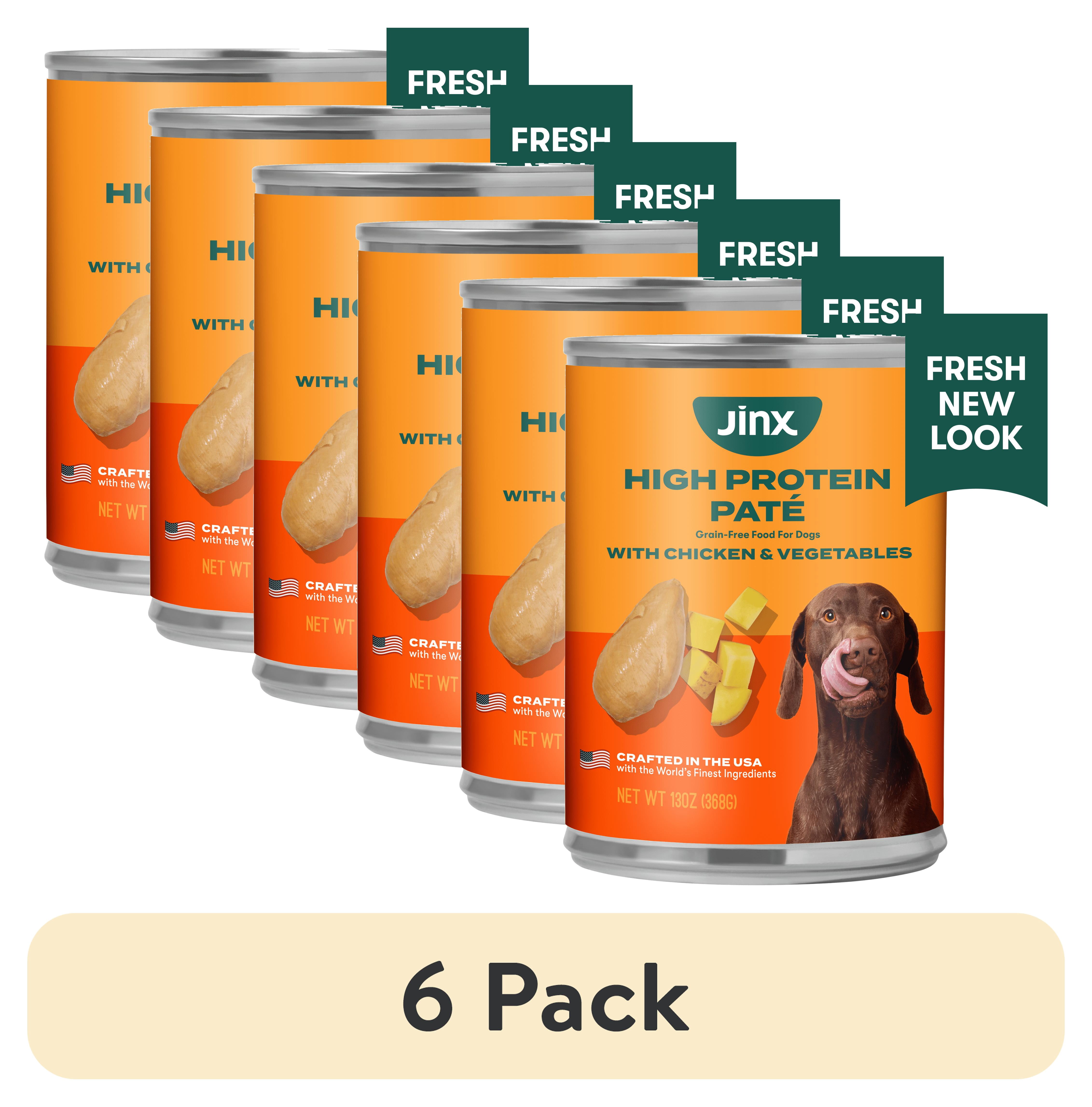 (6 pack) Jinx Pate with Chicken & Vegetables Natural Wet Dog Food, Grain Free, 13 oz Can