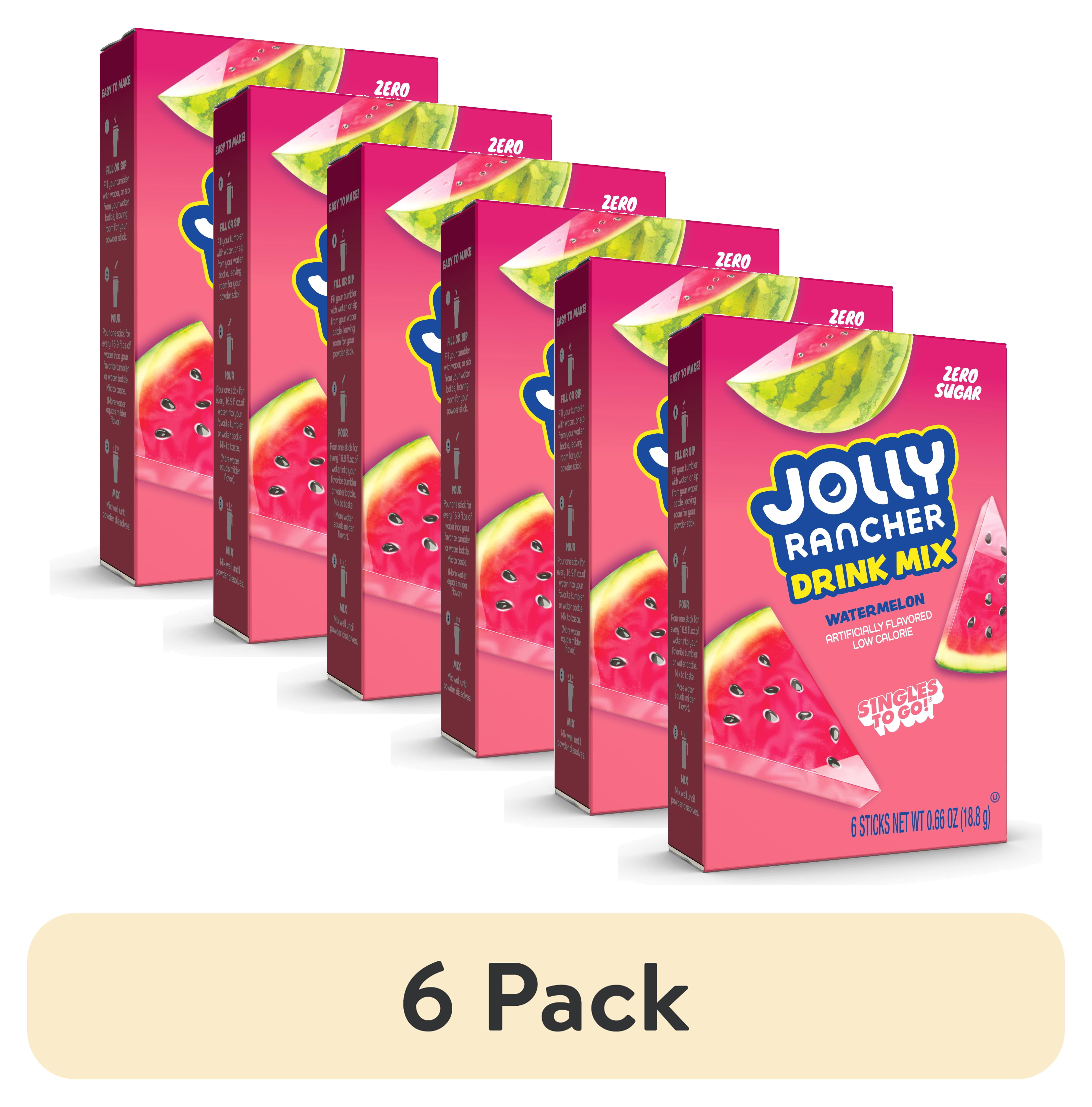 (6 pack) Jolly Rancher Watermelon Sugar-Free Singles To Go Powdered Drink Mix, 6 Count Packets