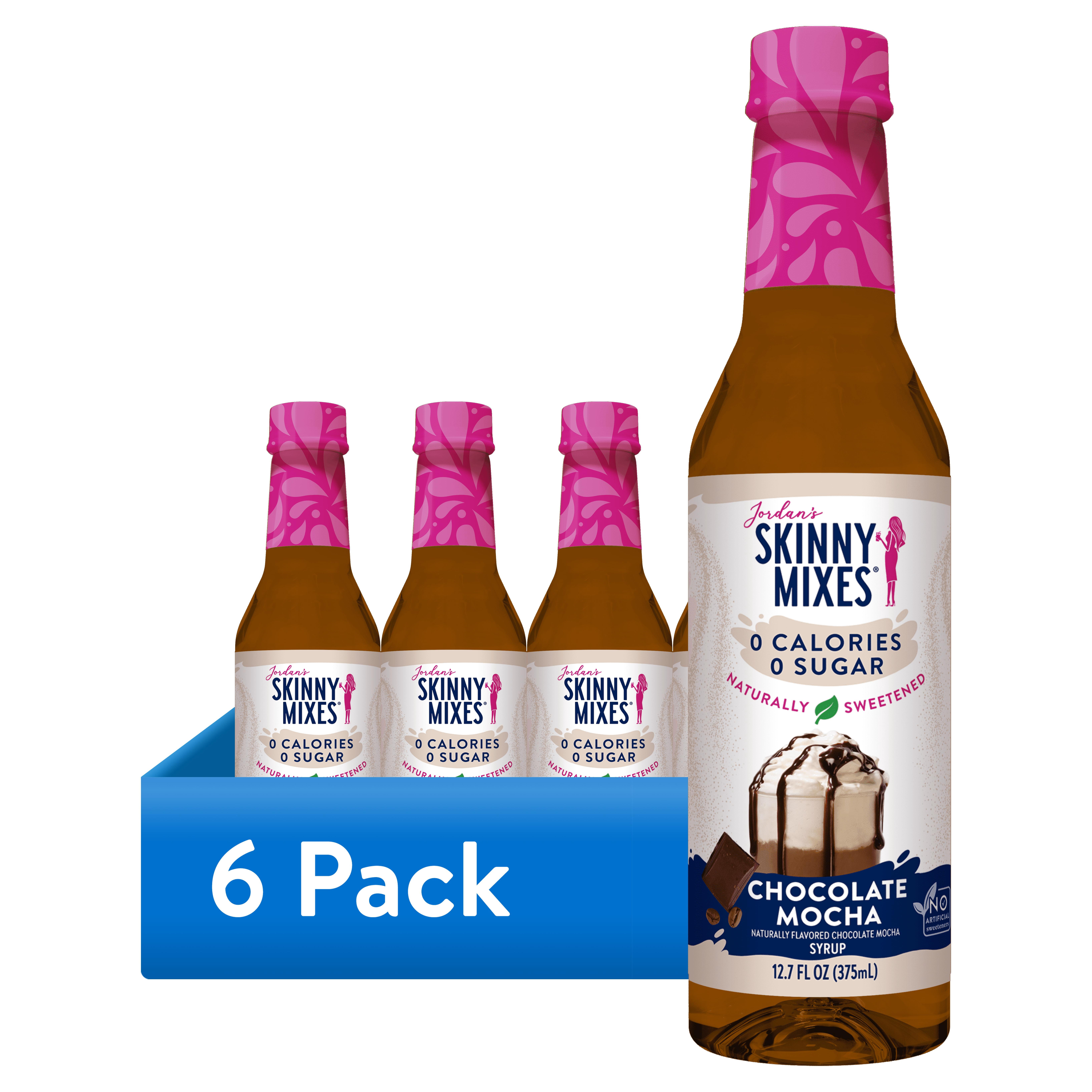 (6 pack) Jordan's Skinny Mixes Naturally Sweetened Chocolate Mocha Syrup, 375 mL