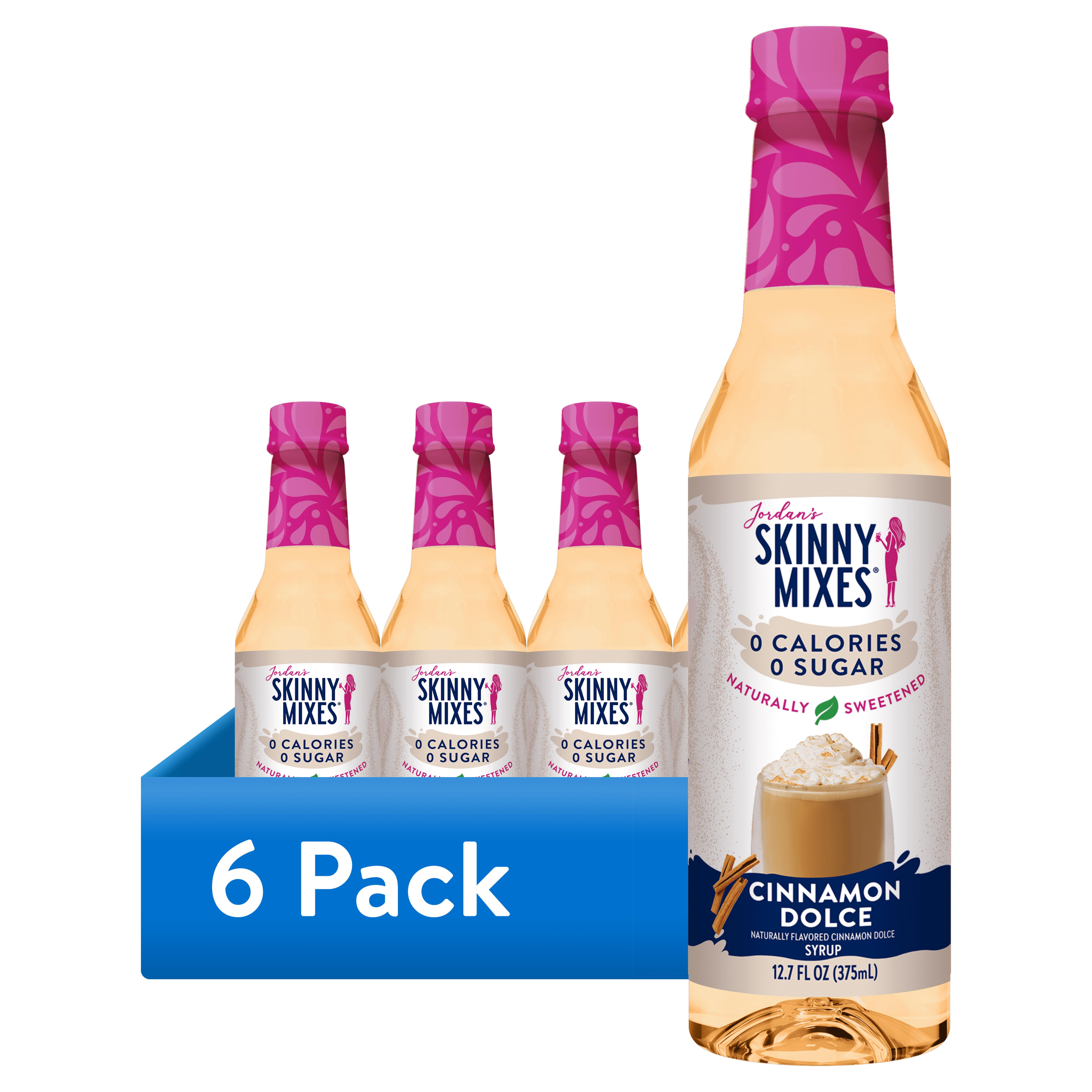 (6 pack) Jordan's Skinny Mixes Naturally Sweetened Cinnamon Dolce Syrup, 375 mL
