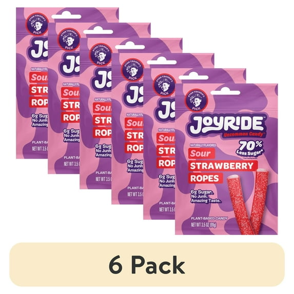 (6 pack) Joyride Uncommon Candy Sour Strawberry Ropes 3.5 oz