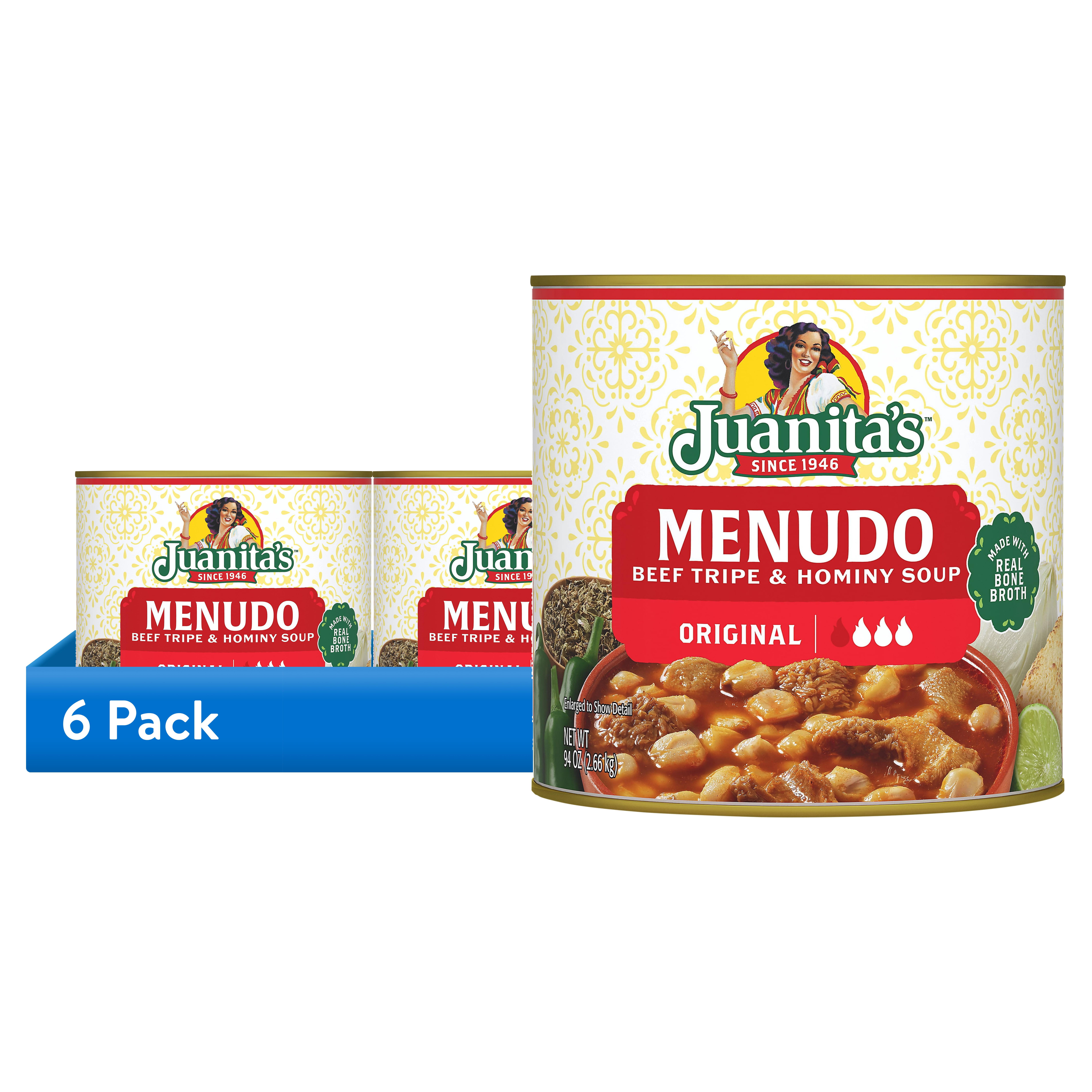 (6 pack) Juanita’s Foods Ready to Serve Original Menudo Soup, 94 oz Can