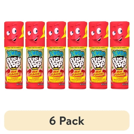 (6 pack) Jumbo Push Pop Lollipop Candy, Individual Count (Flavor May Vary), 1.06oz