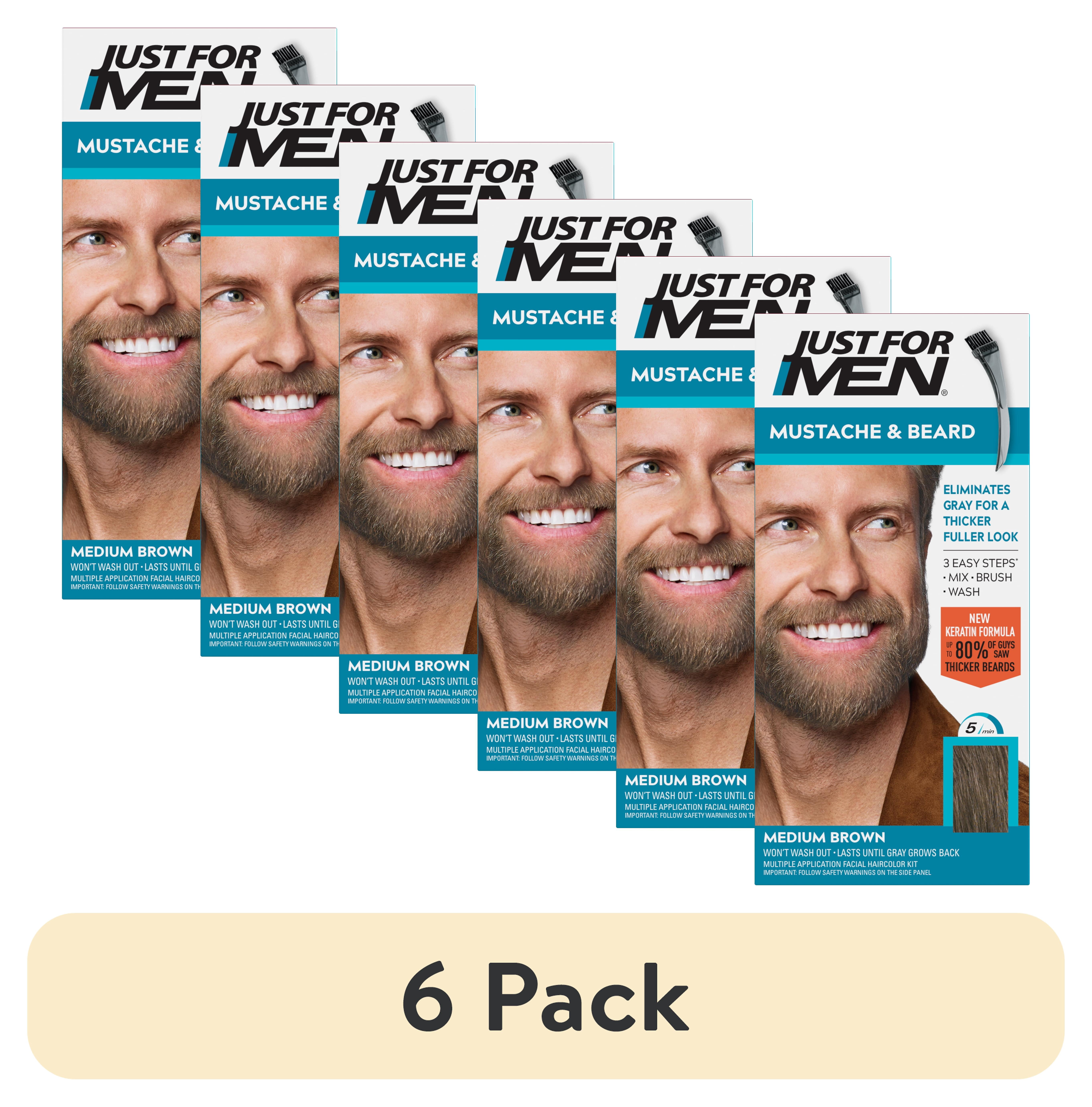 6 pack) Just For Men Mustache & Beard, Beard Coloring for Gray