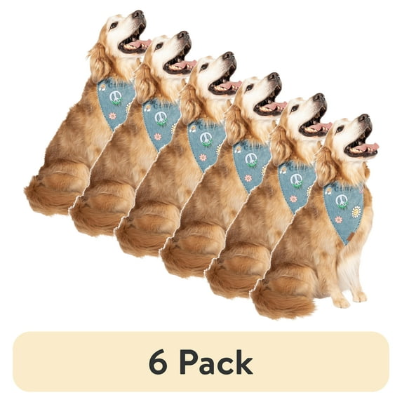 (6 pack) Justice Pet Denim Dog Bandana, MD/LG