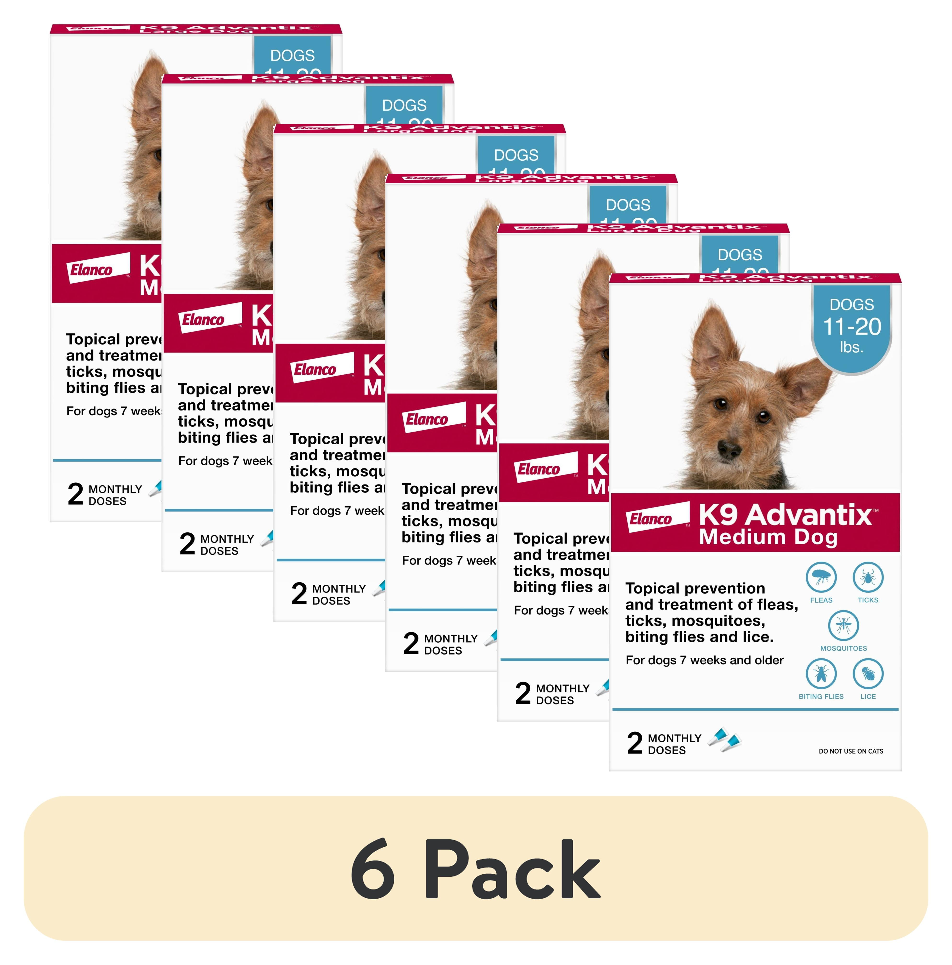 (6 pack) K9 Advantix Flea, Tick & Mosquito Prevention for Medium Dogs 11-20 lbs., 2-Monthly Treatments
