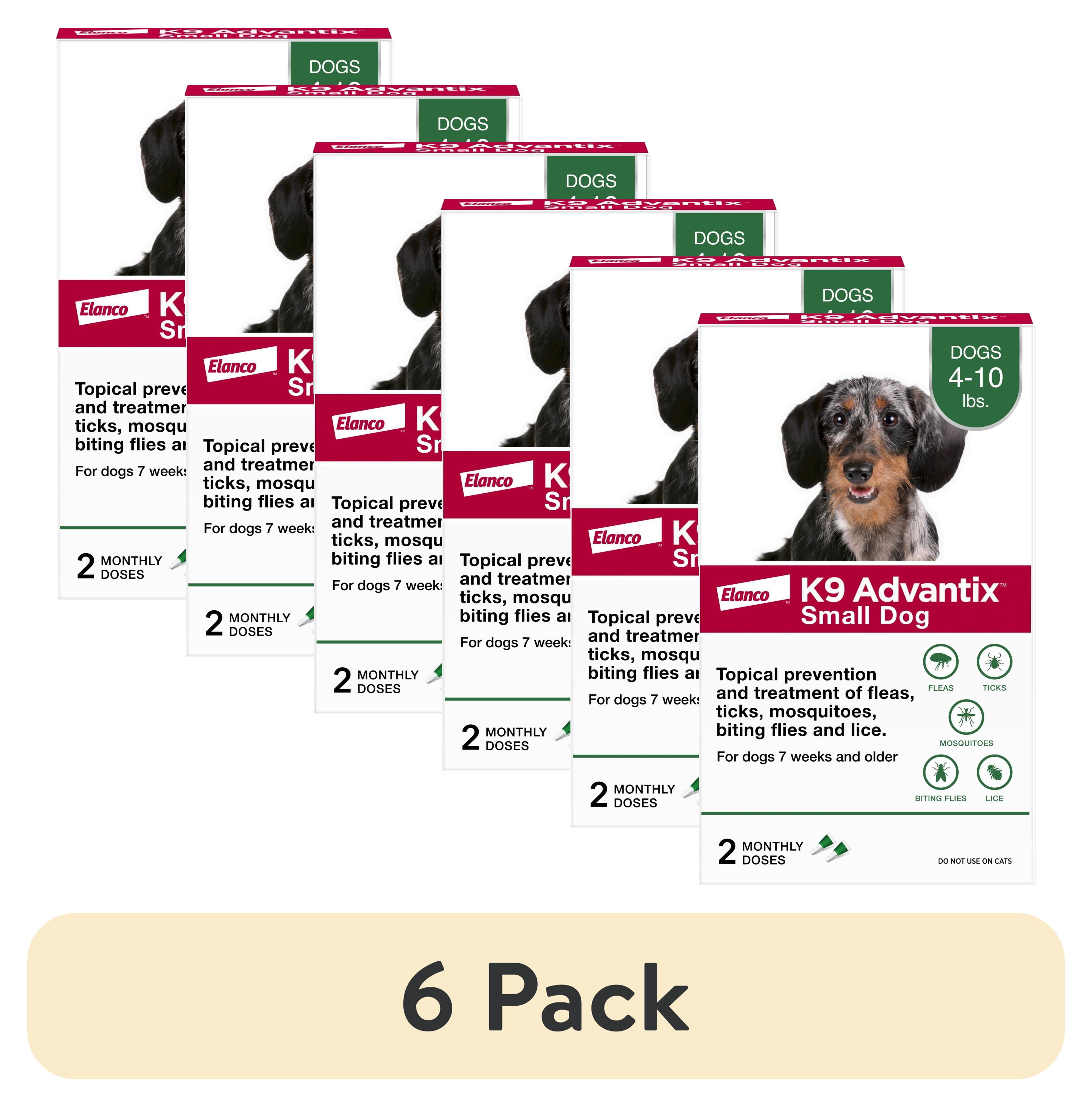 (6 pack) K9 Advantix Flea, Tick & Mosquito Prevention for Small Dogs 4-10 lbs., 2-Monthly Treatments