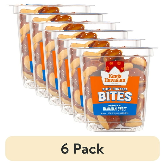 (6 pack) KING’S HAWAIIAN® Original Hawaiian Sweet Soft Pretzel Bites 10.2 oz, Tub