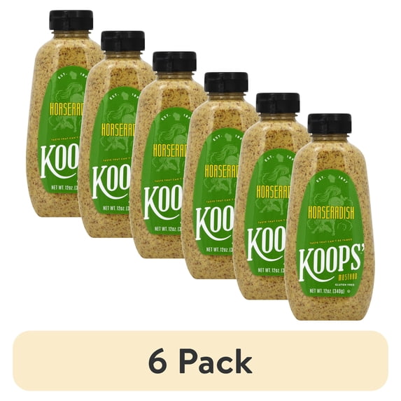(6 pack) KOOPS' Mustard, Horseradish Mustard, 12 oz