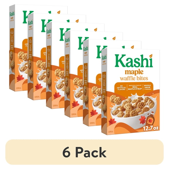 (6 pack) Kashi Breakfast Cereal, Whole Grain, Vegan, Maple Waffle Bites, 12.7oz Box (1 Box)