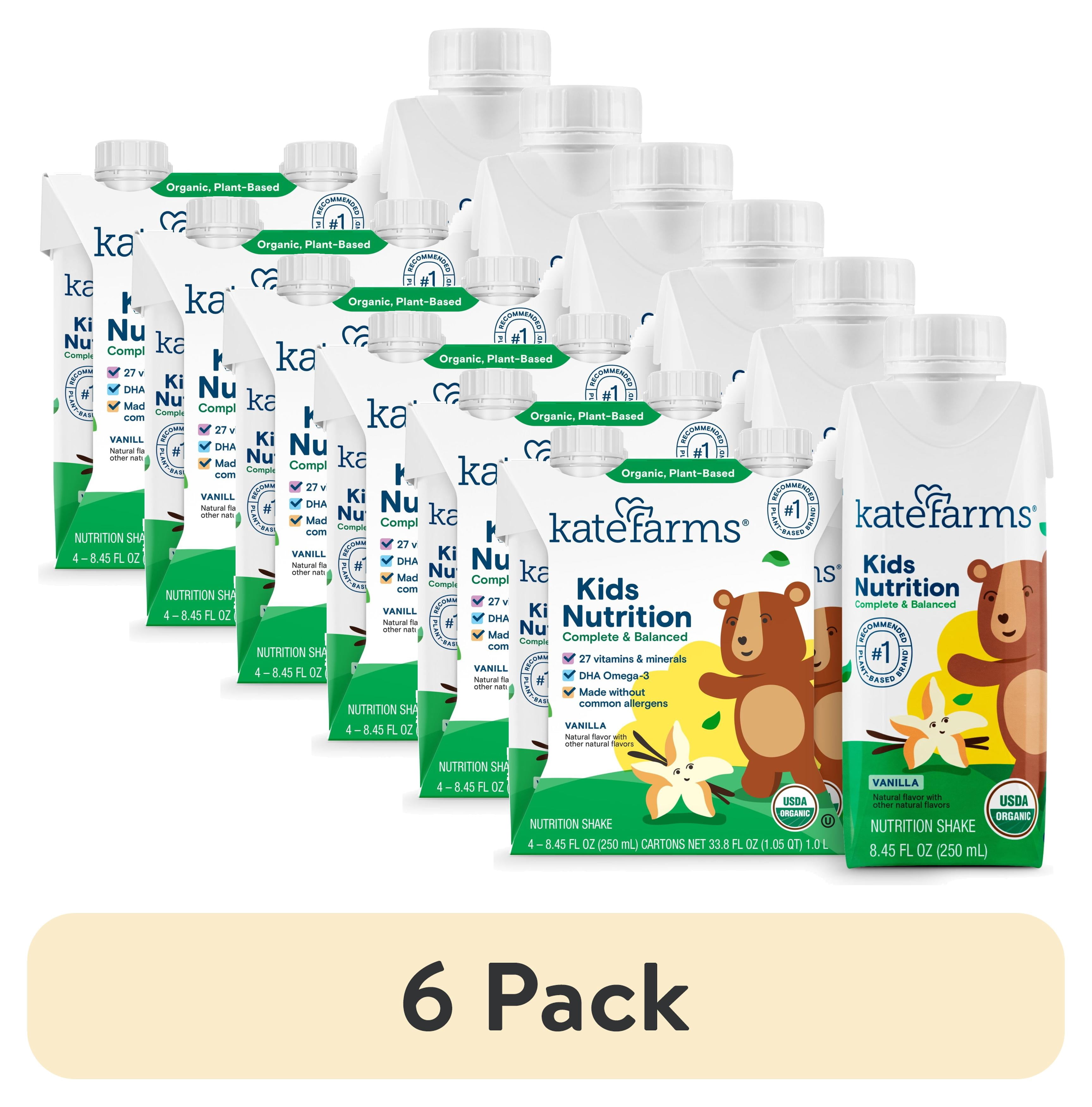 (6 pack) Kate Farms Kids Nutrition Shake, Vanilla, 4 Pack, 8.45 fl oz