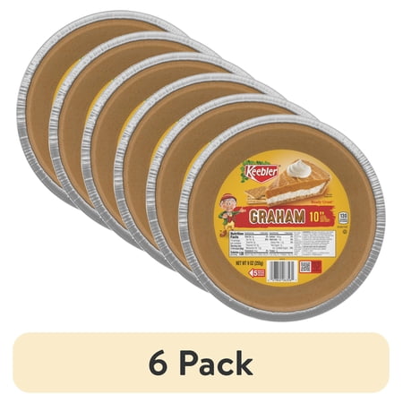 (6 pack) Keebler Ready Crust 10-Inch Graham Cracker Pie Crust, Premade Pie Crust For Baking And No-Bake, 9 oz