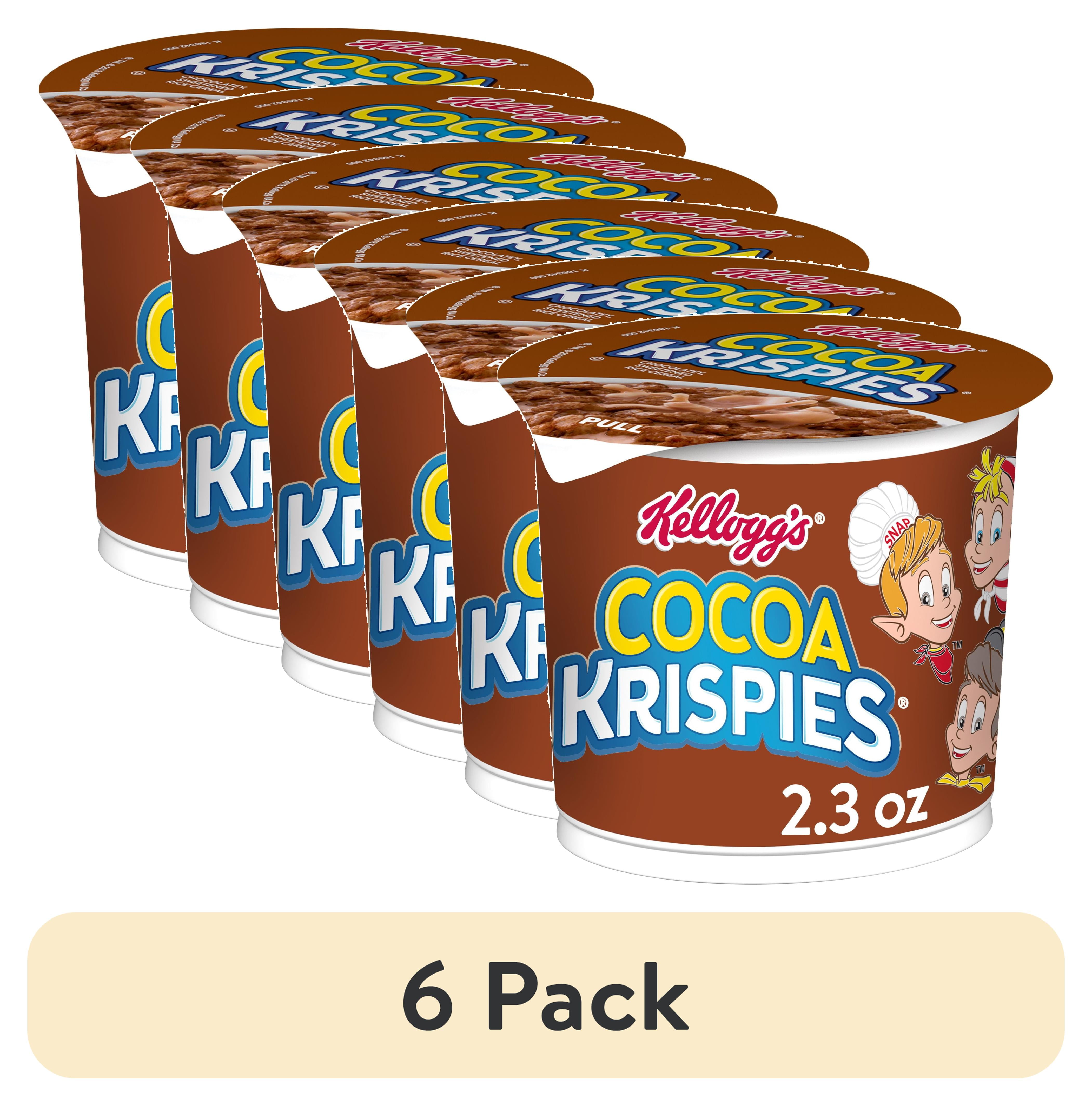 (6 pack) Kellogg's Cocoa Krispies Breakfast Cereal Cup, Kids Snacks, Family Breakfast, Chocolatey Flavor, 2.3oz Cup (1 Cup)