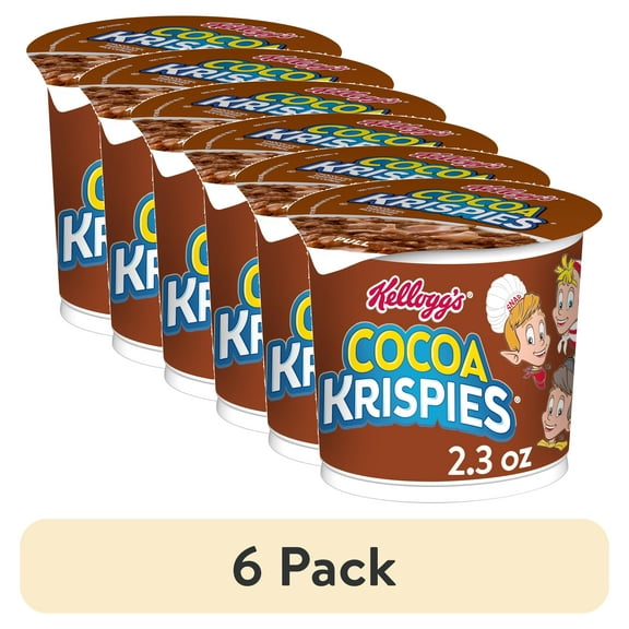 (6 pack) Kellogg's Cocoa Krispies Breakfast Cereal Cup, Kids Snacks, Family Breakfast, Chocolatey Flavor, 2.3oz Cup (1 Cup)