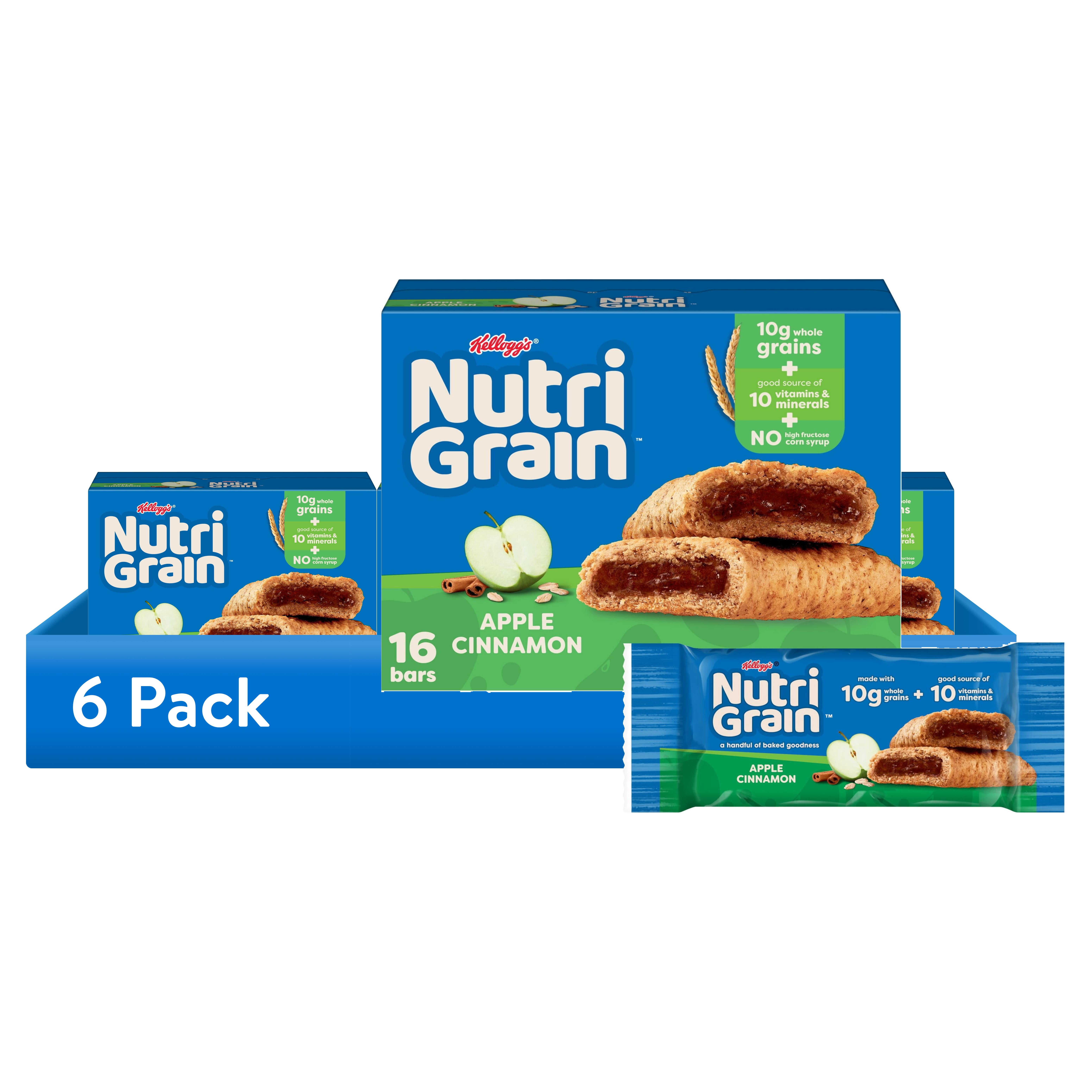 (6 pack) Nutri-Grain Breakfast Bars, Made with 10g Whole Grains, Snack Bars, Apple Cinnamon, 20.8oz Box (16 Count)
