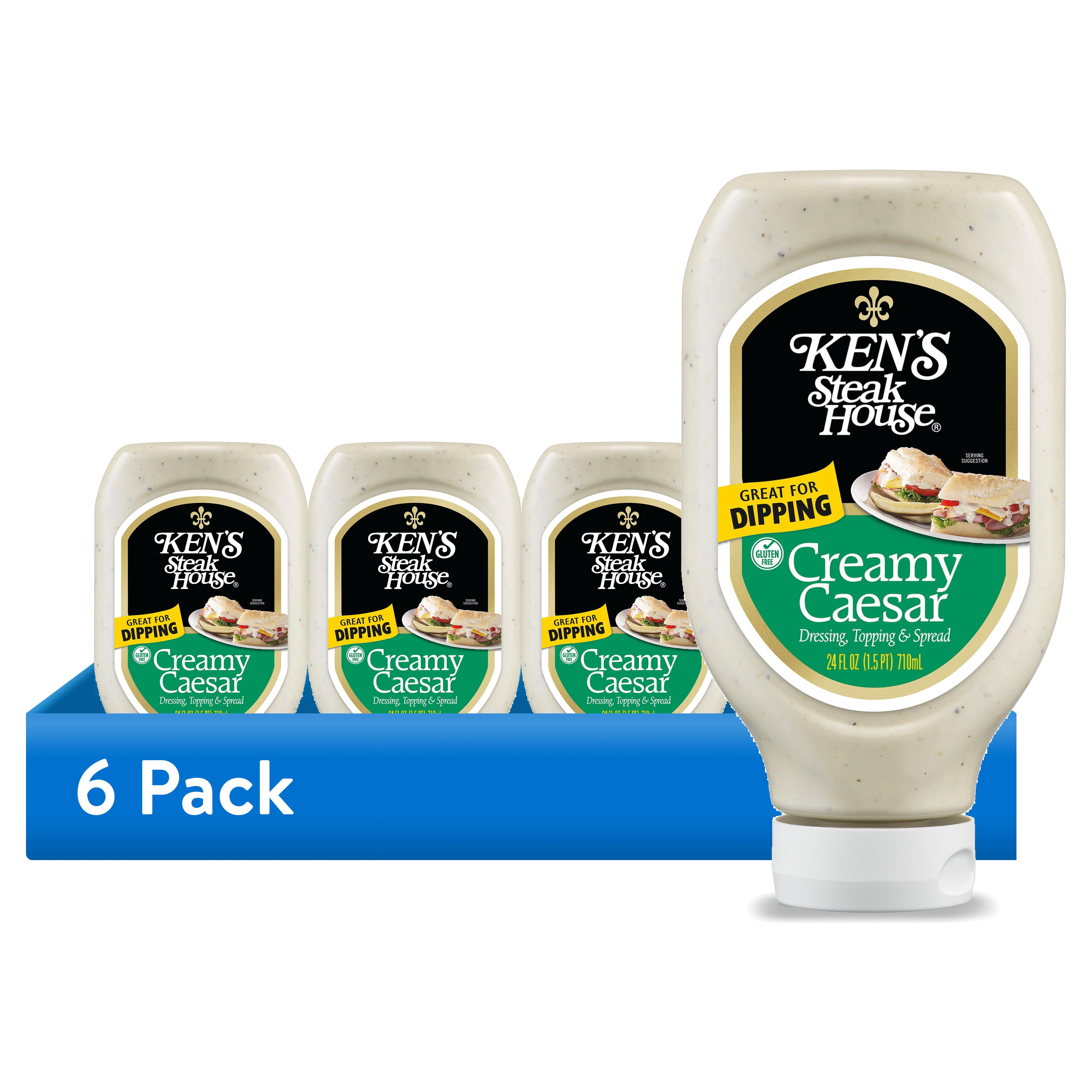 (6 pack) Ken's Steak House® Creamy Caesar Salad Dressing, Topping & Spread 24 fl oz