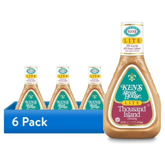(6 pack) Ken's Steak House Lite Thousand Island Salad Dressing 16 fl oz