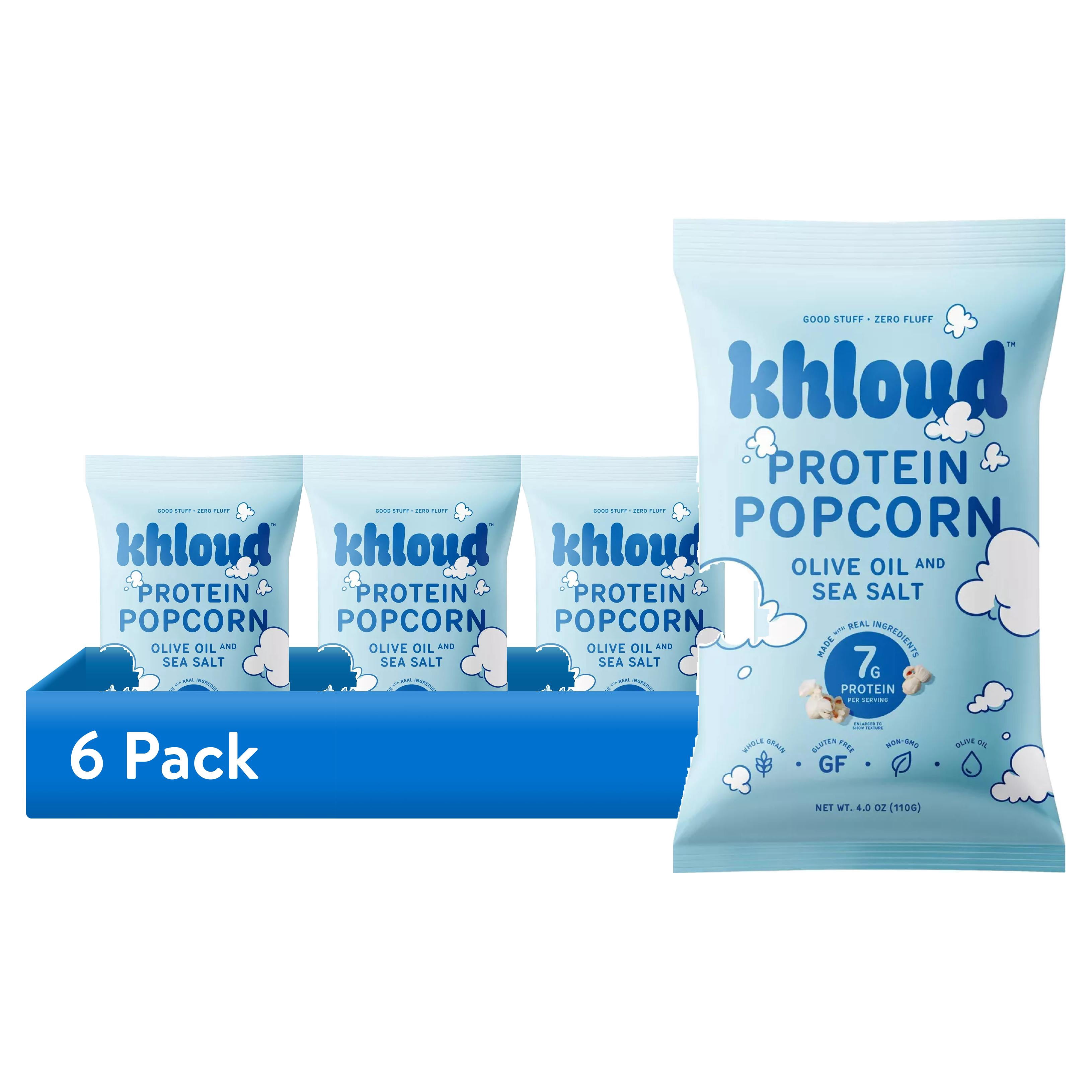(6 pack) Khloud Olive Oil Sea Salt Protein Popcorn; Gluten Free; Non-GMO; Whole Grain- 4 oz