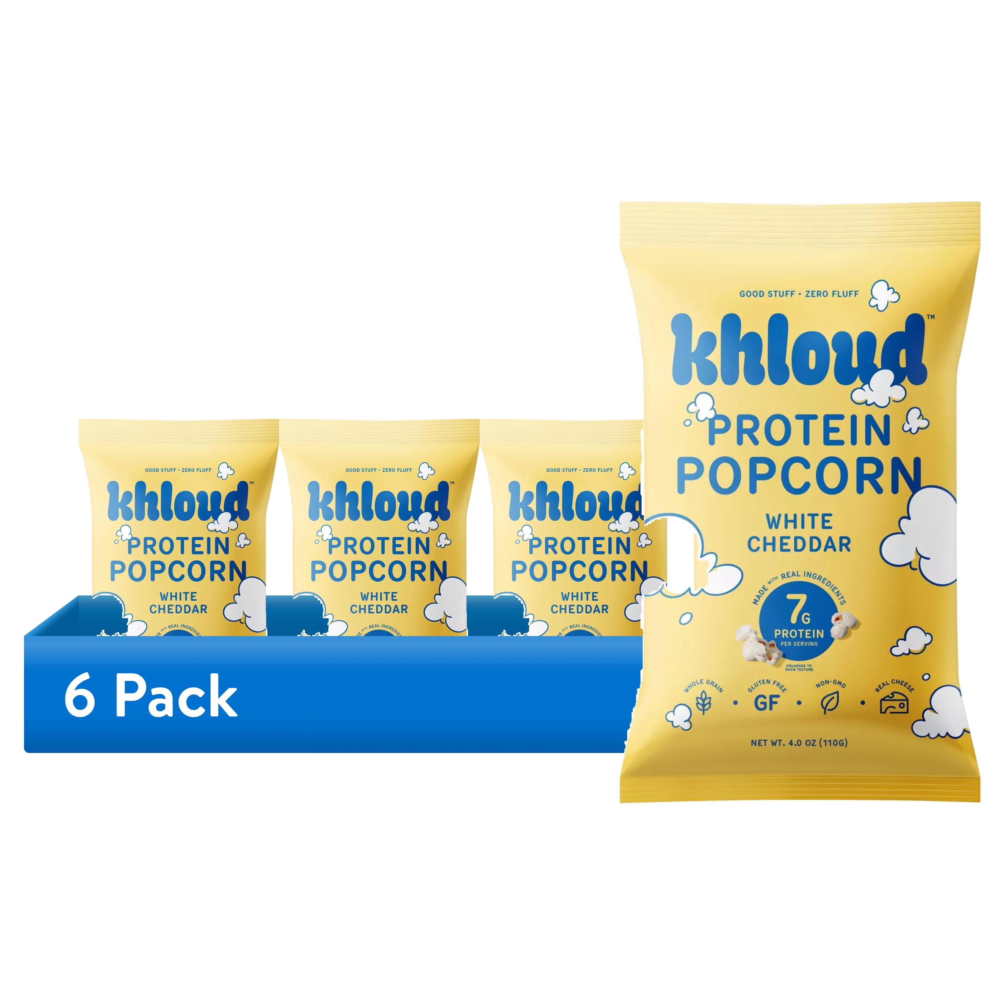 (6 pack) Khloud White Cheddar Protein Popcorn; Gluten Free; Non-GMO- 4 oz