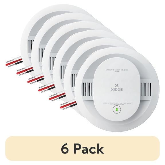 (6 pack) Kidde Hardwired Combination Smoke & Carbon Monoxide Detector, AA Battery Backup, 5-inch