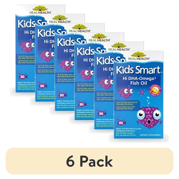 (6 pack) Kids Smart Hi DHA Omega-3 Fish Oil, Fruit Chewables, 30 Count
