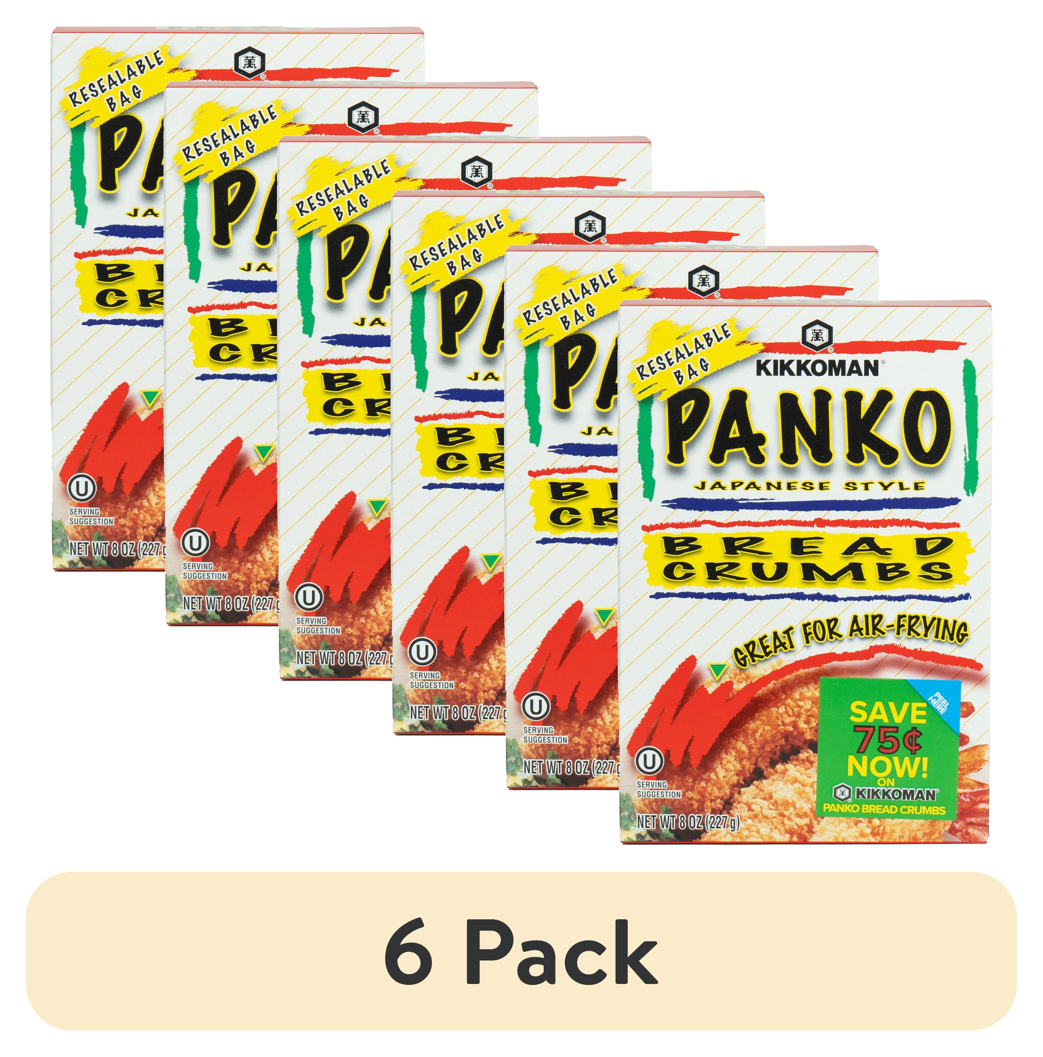 (6 pack) Kikkoman Panko Wheat Bread Crumbs Great for Air-Frying, 8oz, Crunchy, Shelf Stable, Cardboard Box