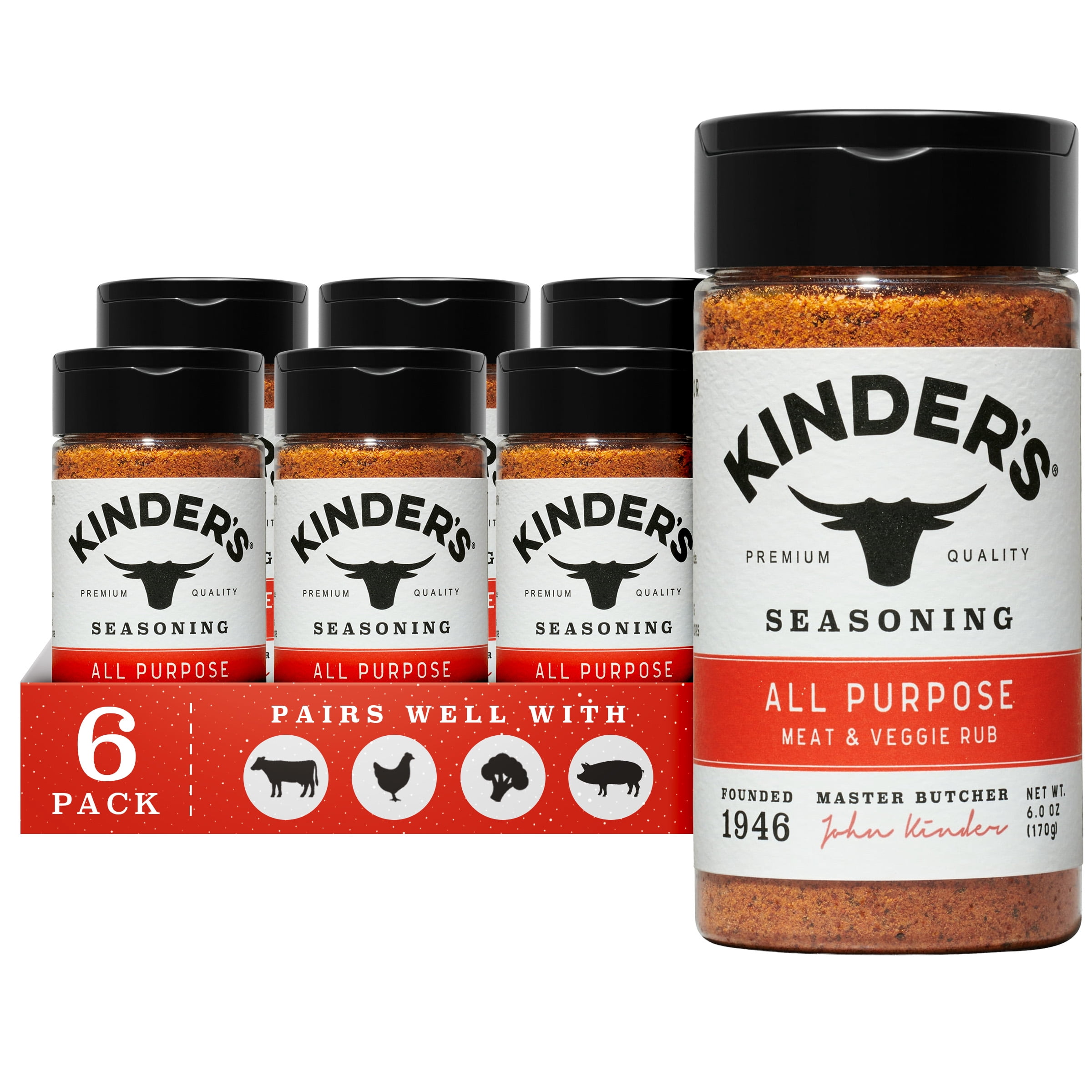 (6 pack) Kinder's All Purpose Seasoning, 6oz