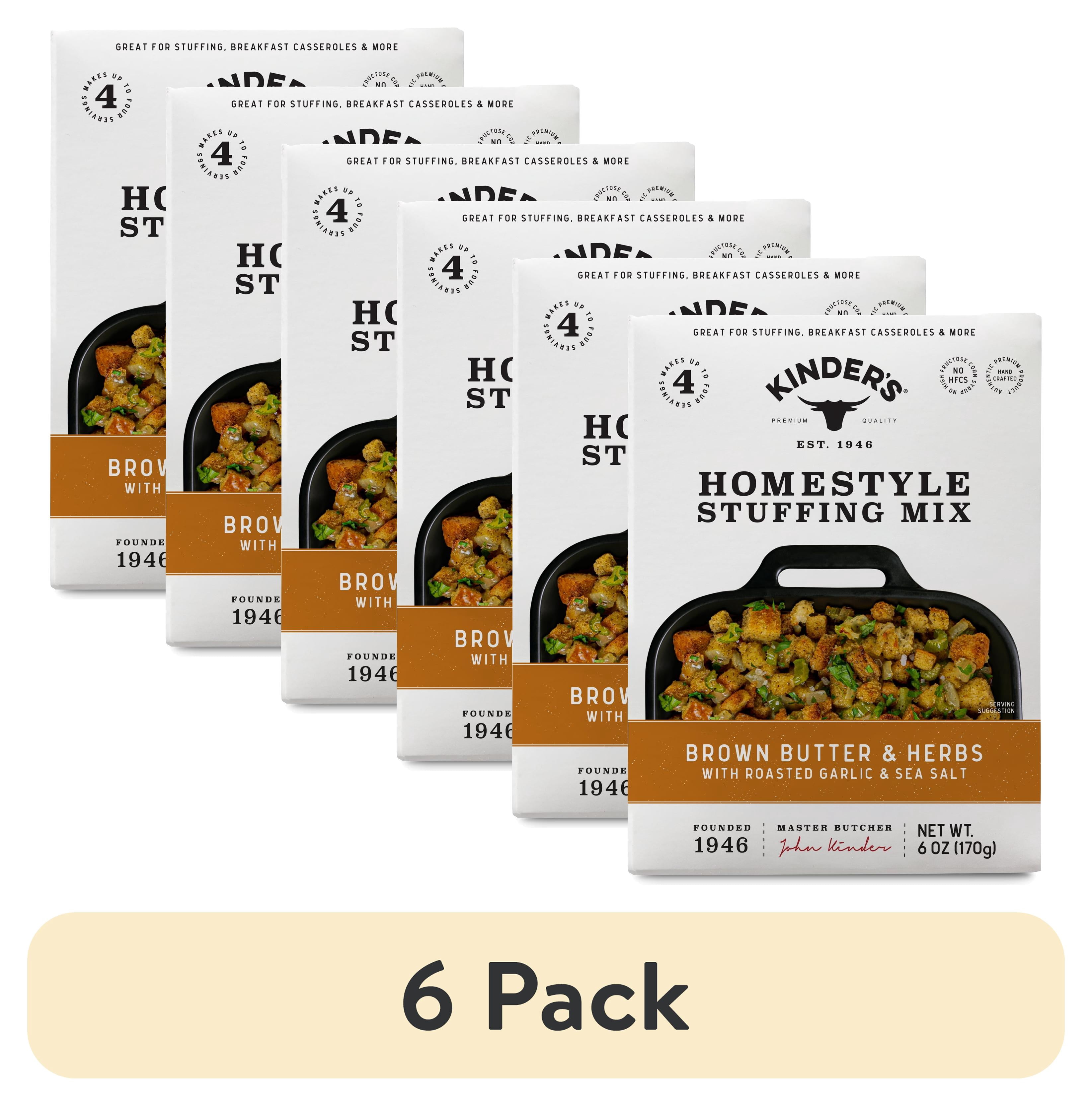 (6 pack) Kinder's Brown Butter and Herbs Homestyle Stuffing Mix, 6 oz