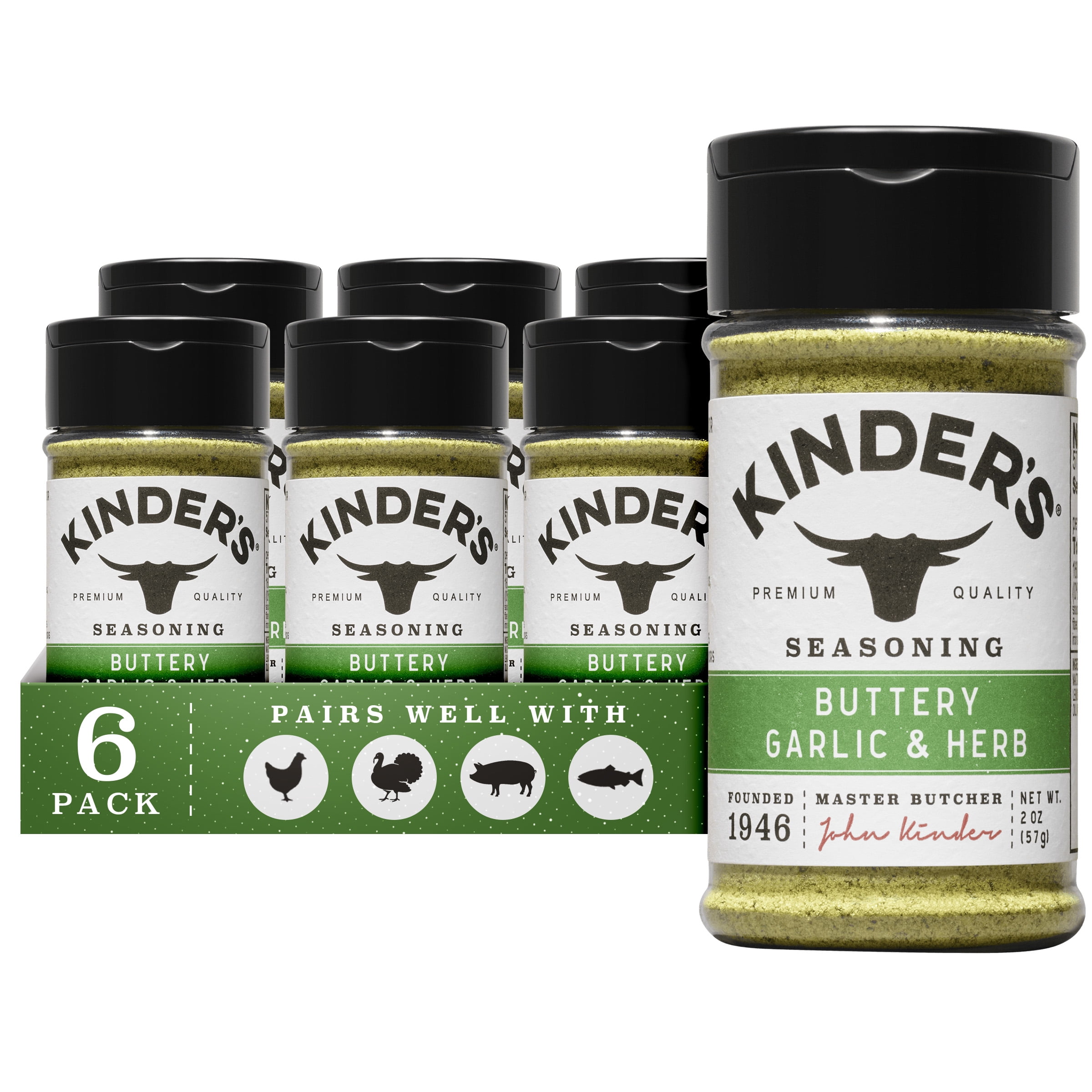 (6 pack) Kinder's Buttery Garlic & Herb Seasoning, 5 oz