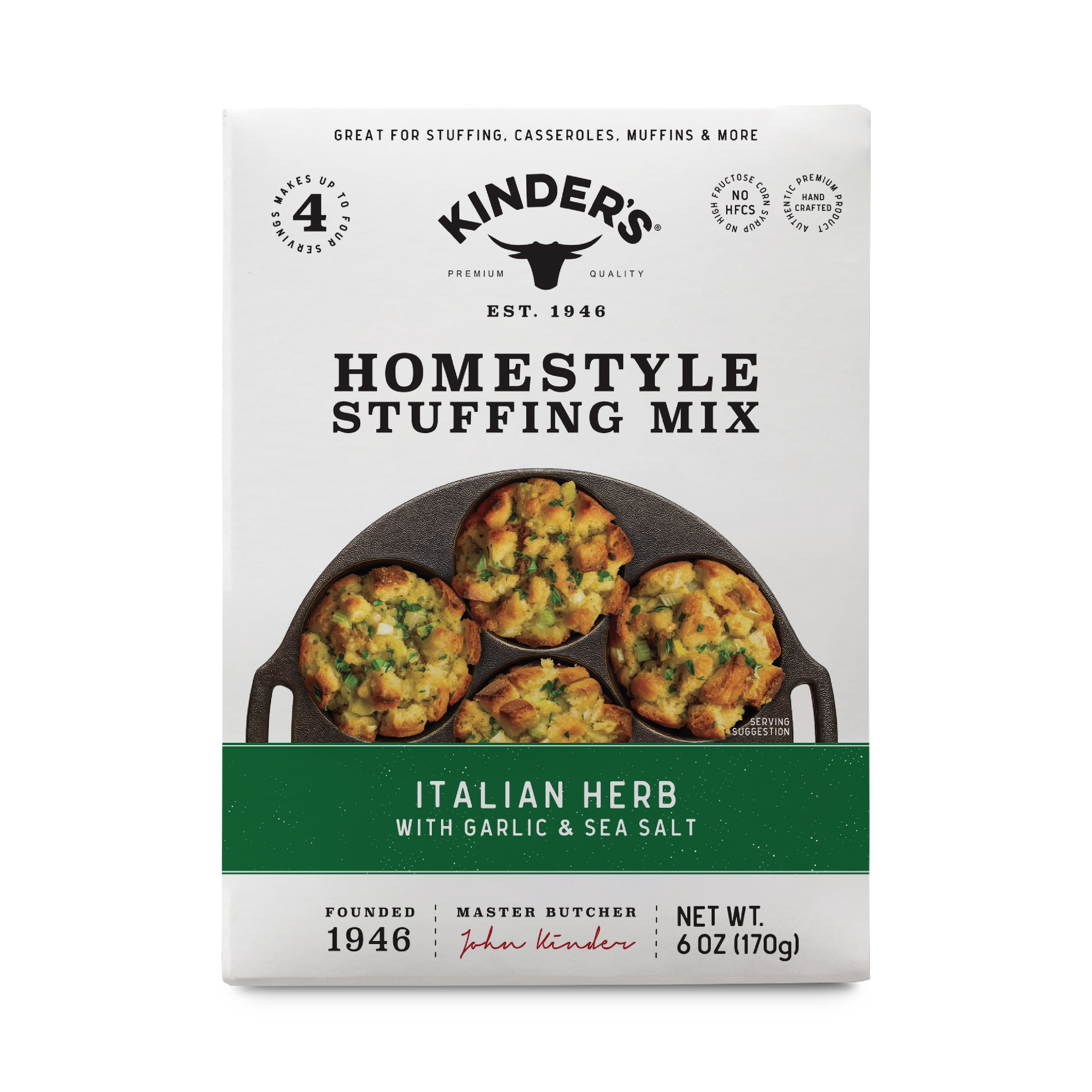 (6 pack) Kinder's Italian Herb Homestyle Stuffing Mix, 6 oz Box