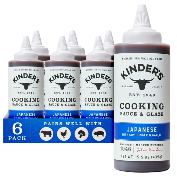 (6 pack) Kinder's Japanese BBQ Cooking Sauce and Glaze, 15.5 oz Squeeze Bottle