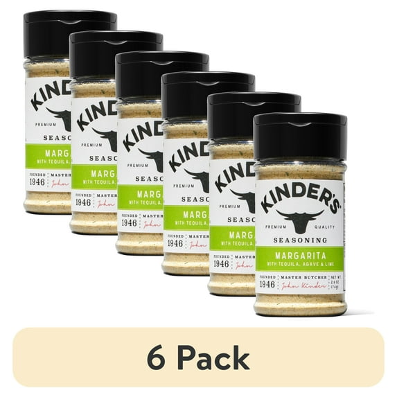 (6 pack) Kinder's Margarita Rub and Seasoning with Tequila, Agave and Lime, 2.6 oz