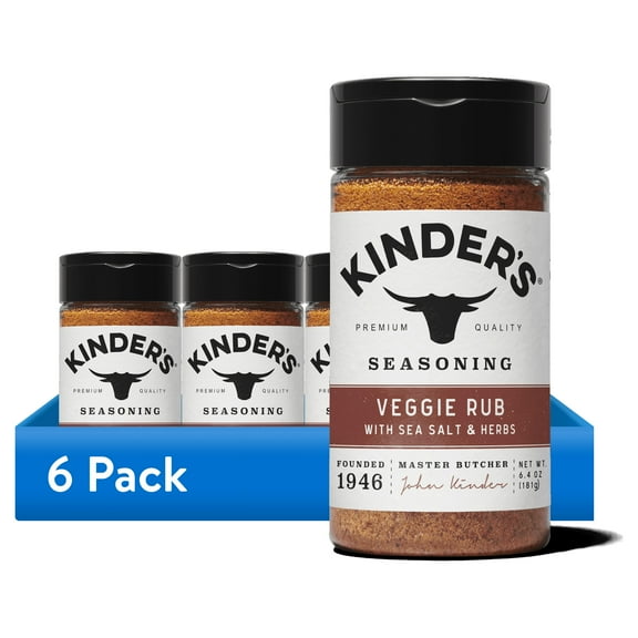 (6 pack) Kinder's Veggie Rub and Seasoning with Sea Salt and Herbs, 6.4 oz