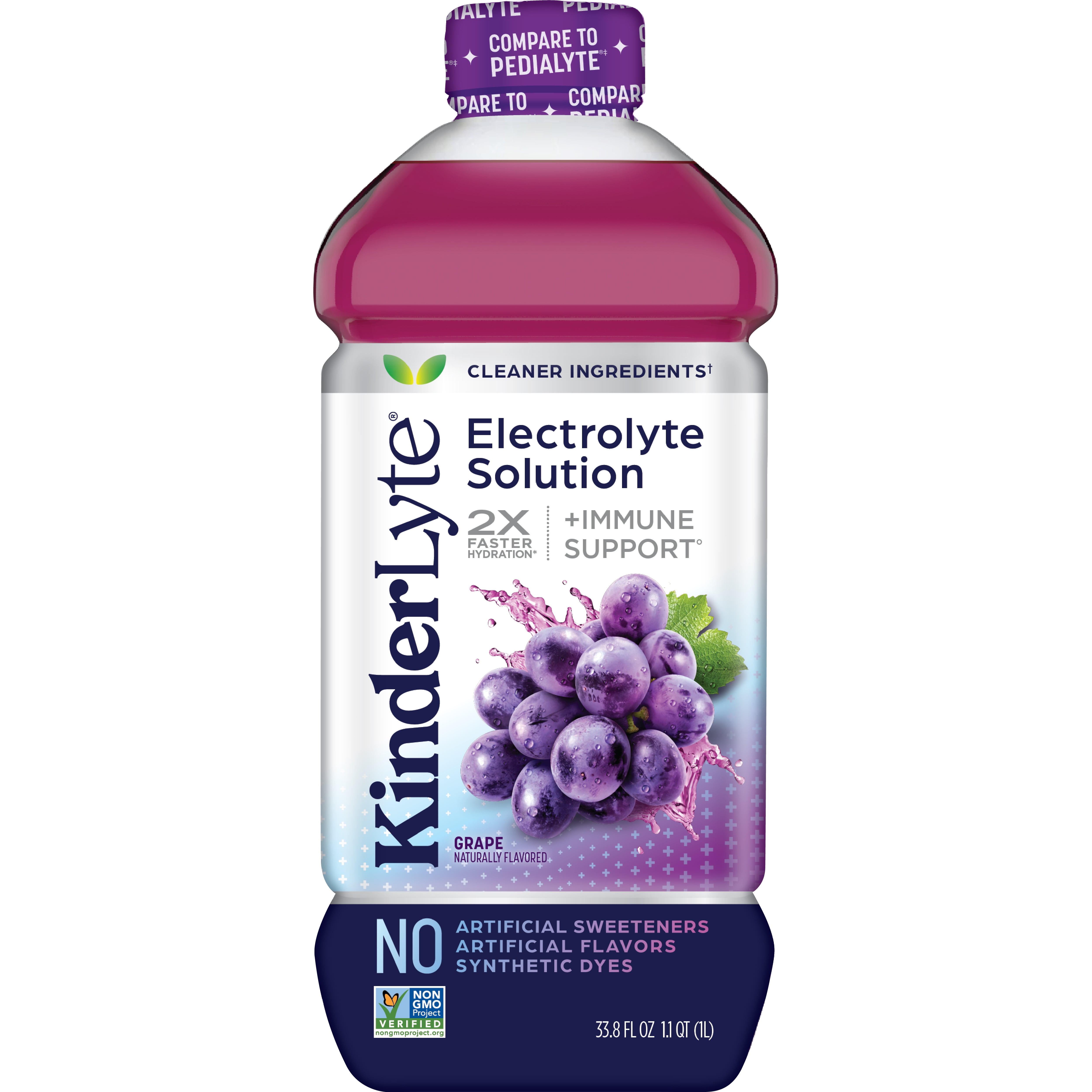 (6 pack) Kinderfarms KinderLyte  Electrolyte Solution Drink for Kids & Adults, Grape, 33.8 fl oz Bottle