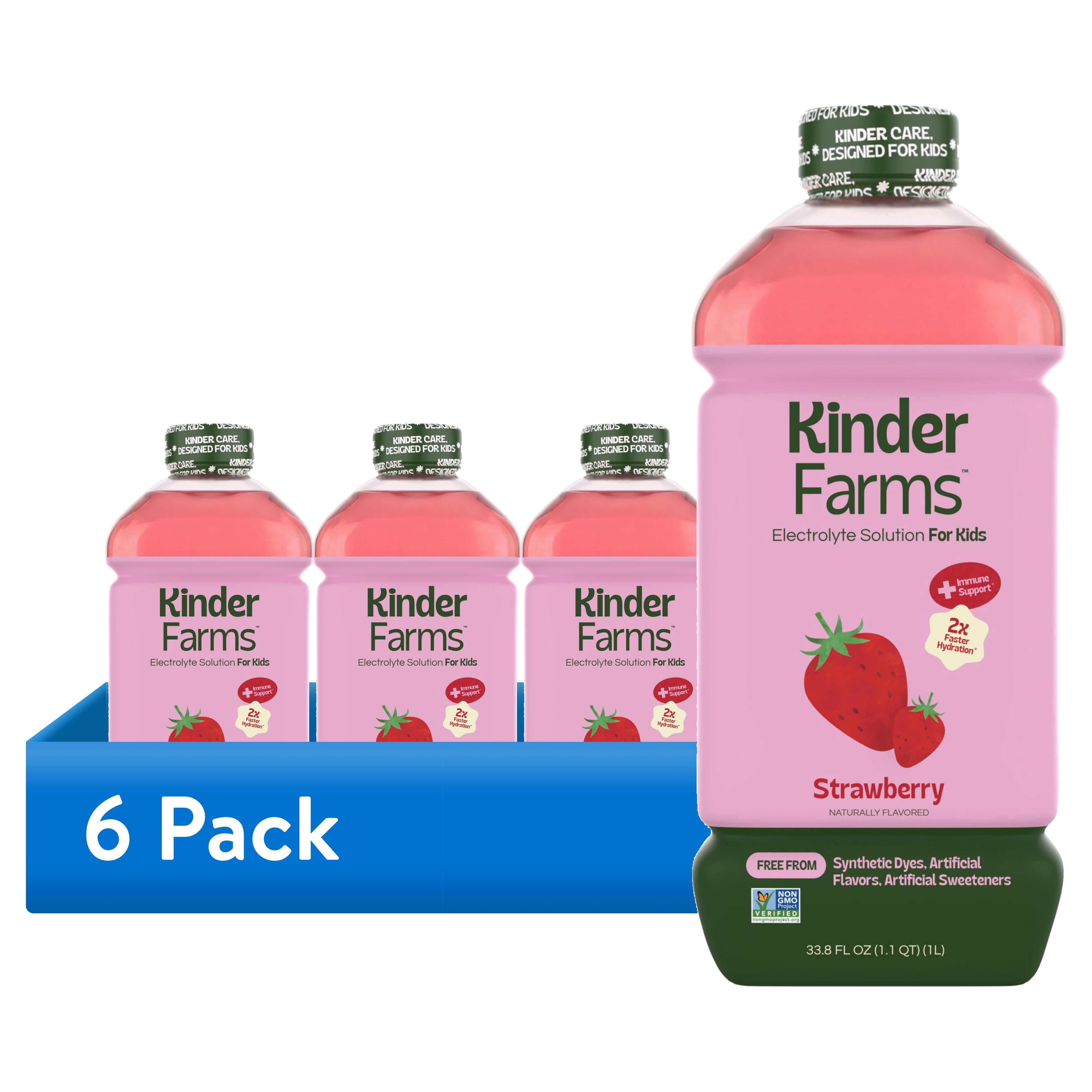 (6 pack) KinderLyte Electrolyte Drink for Kids & Adults, Strawberry, 1 Liter