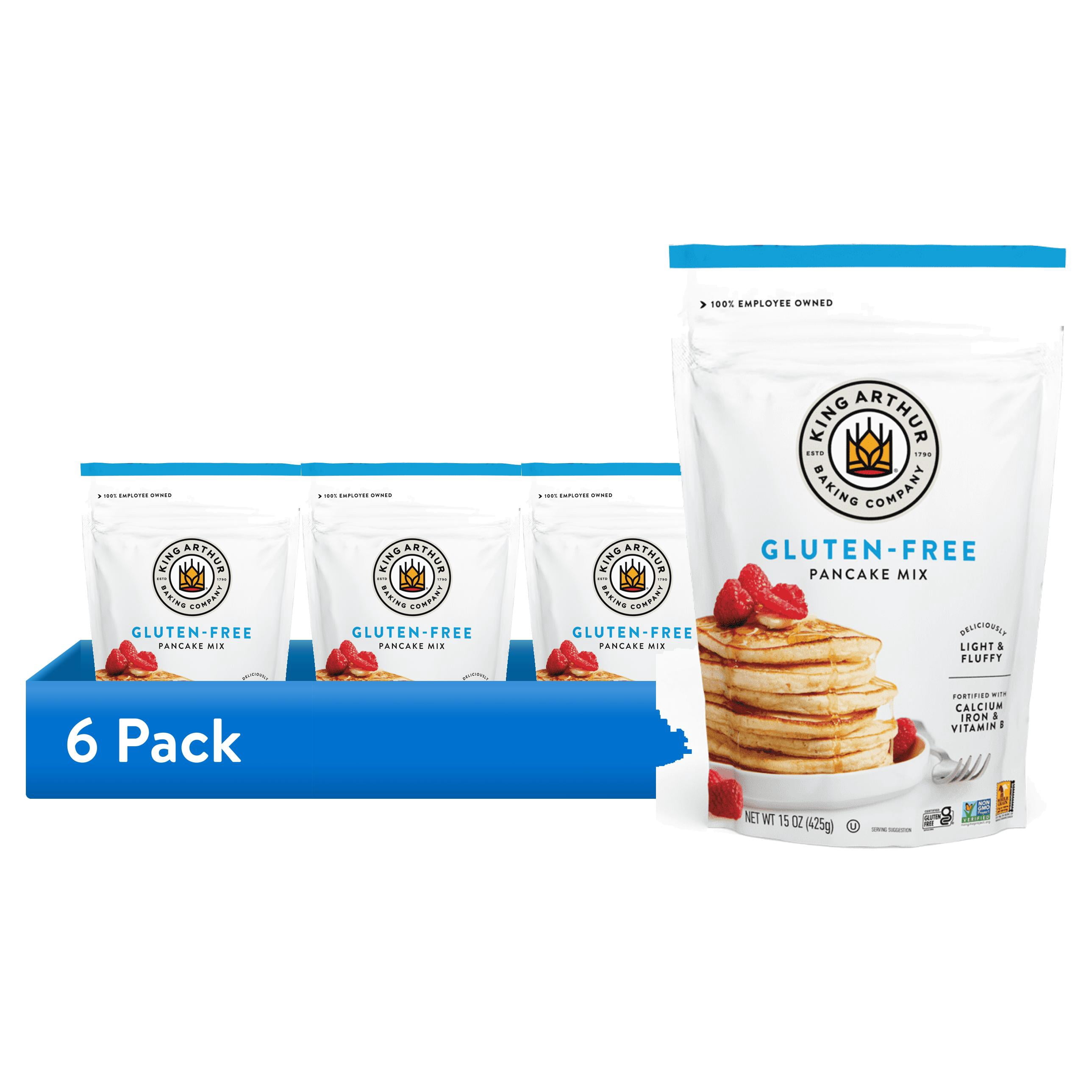 (6 pack) King Arthur Baking Company, Gluten-Free, Non-GMO Project Verified, Certified Kosher Pancake Mix, 15 oz Box